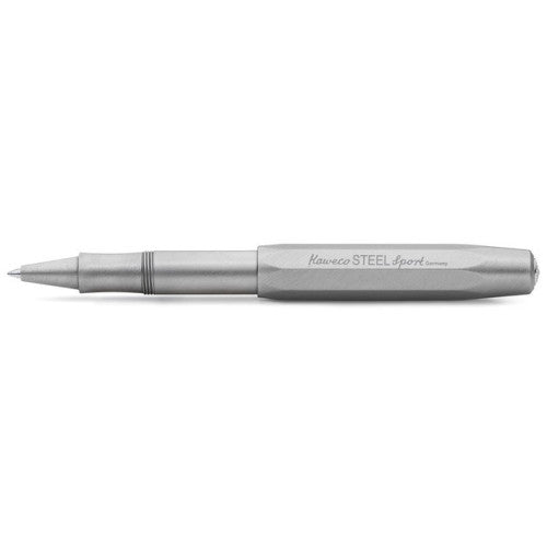 Kaweco Steel Sport Rollerball Pen – Stainless Steel Pocket Pen | Medium Black | Gift Tin