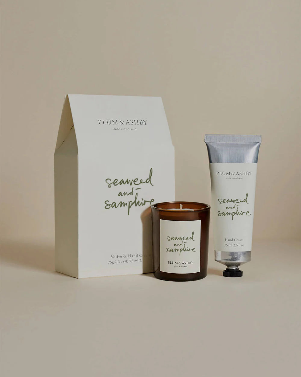 Seaweed & Samphire Votive Candle & Hand Cream Gift Set