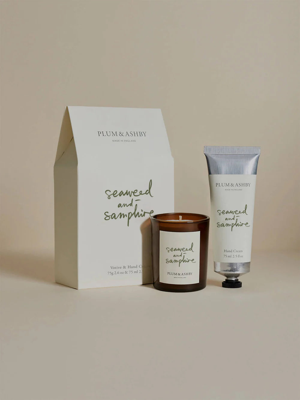 Seaweed & Samphire Votive Candle & Hand Cream Gift Set