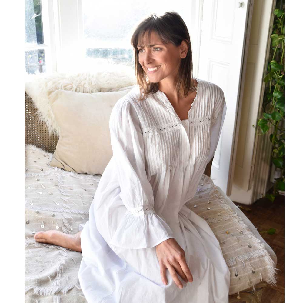 Anna Long Sleeved Nightdress With Pintucking