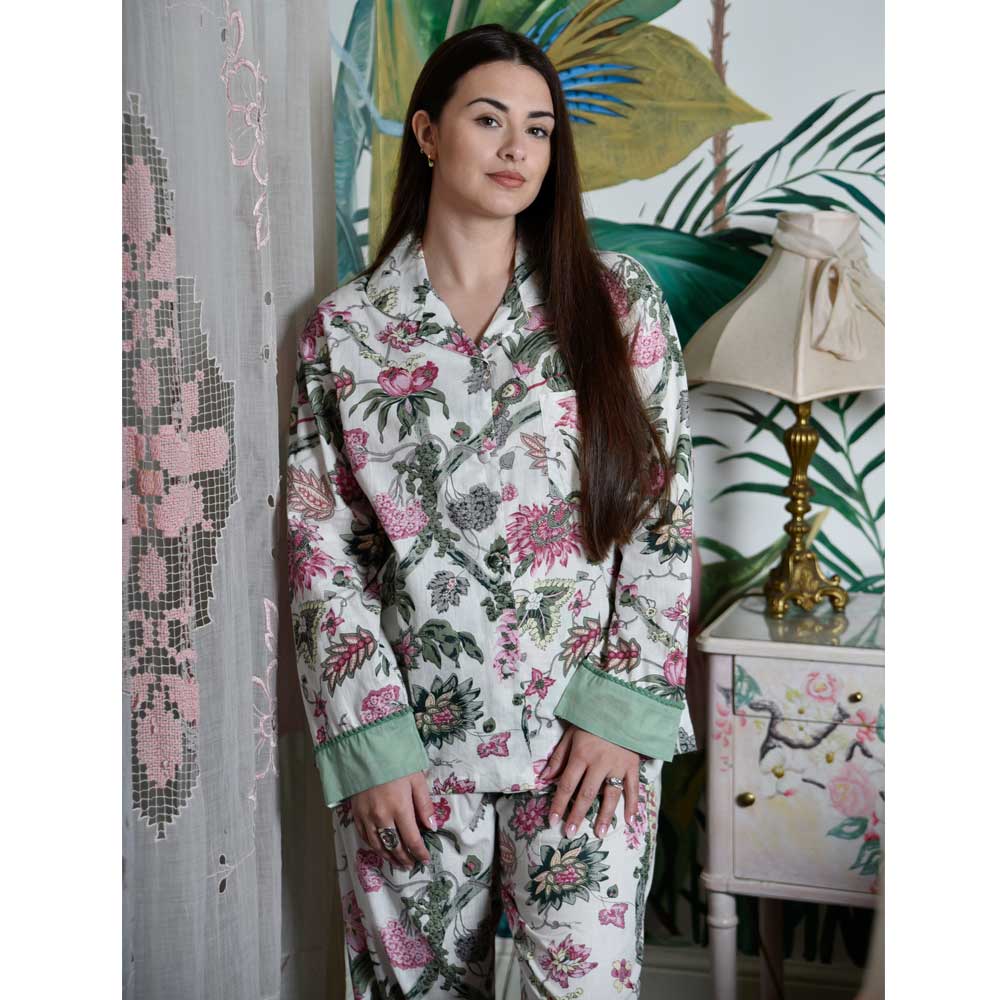 Pink Chintz Print Ladies Pyjamas Medium Large