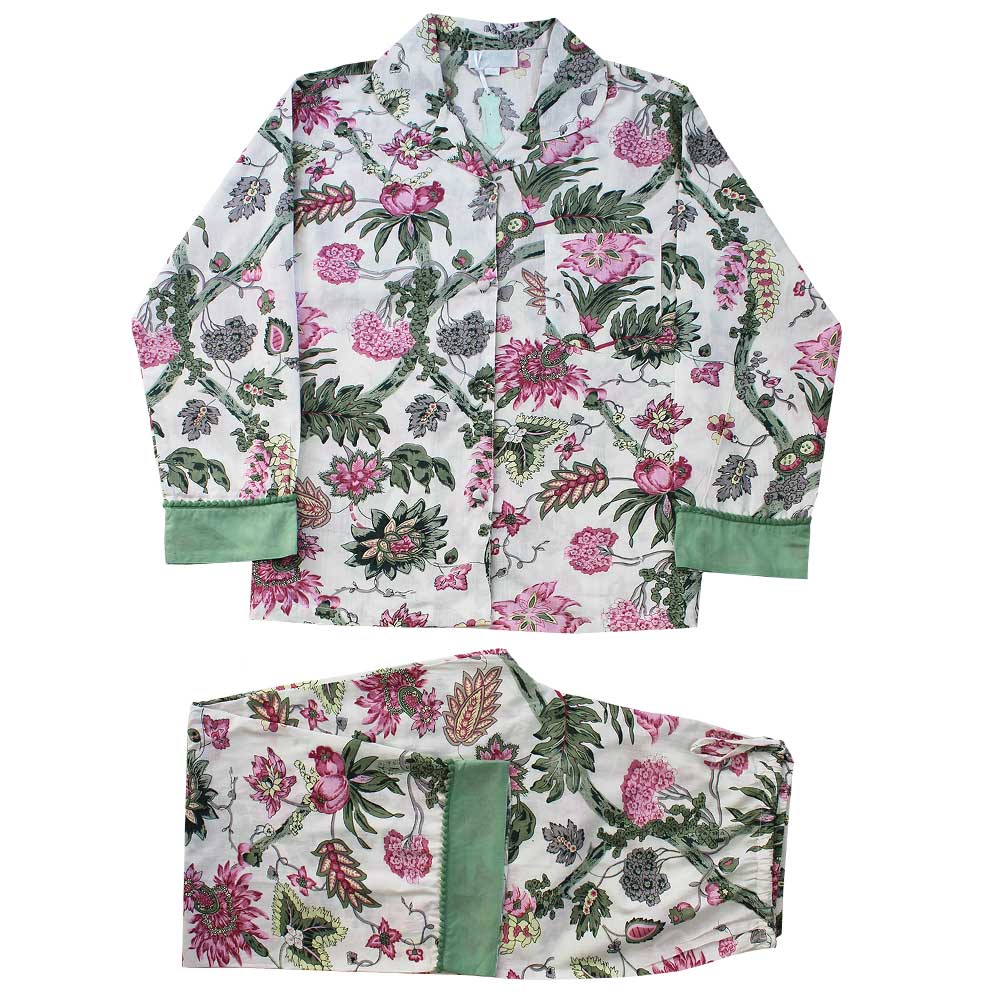Pink Chintz Print Ladies Pyjamas Medium Large