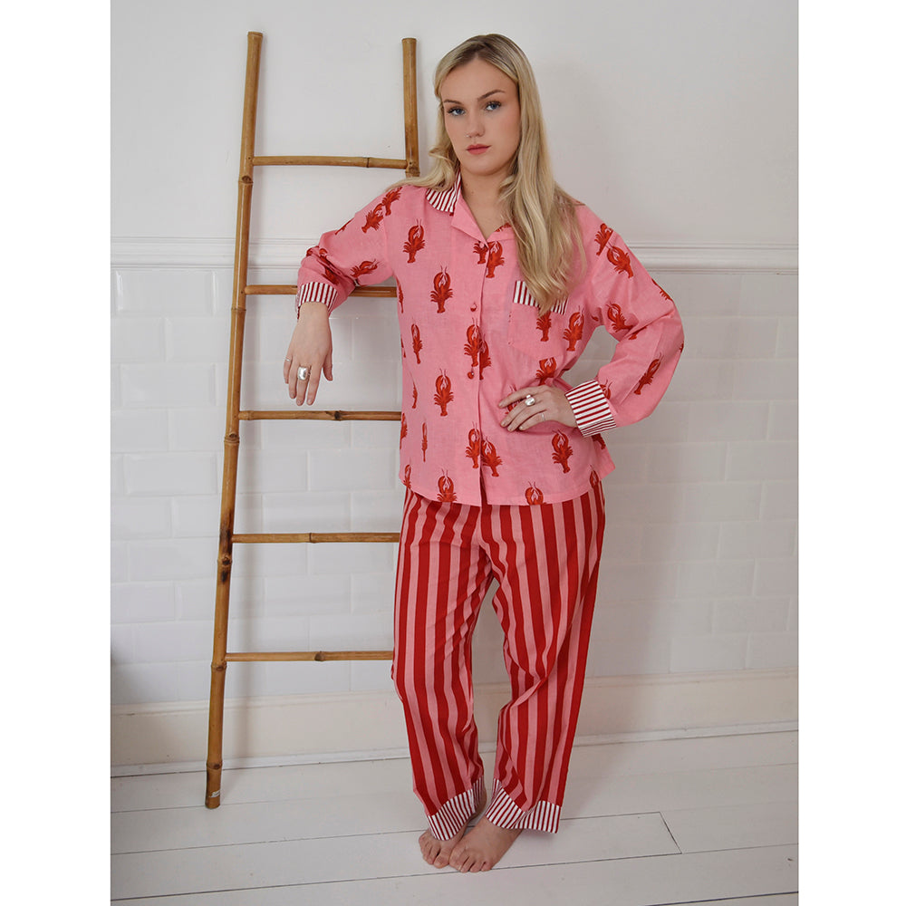 Pink & Red Lobster Print Pyjamas Medium Large