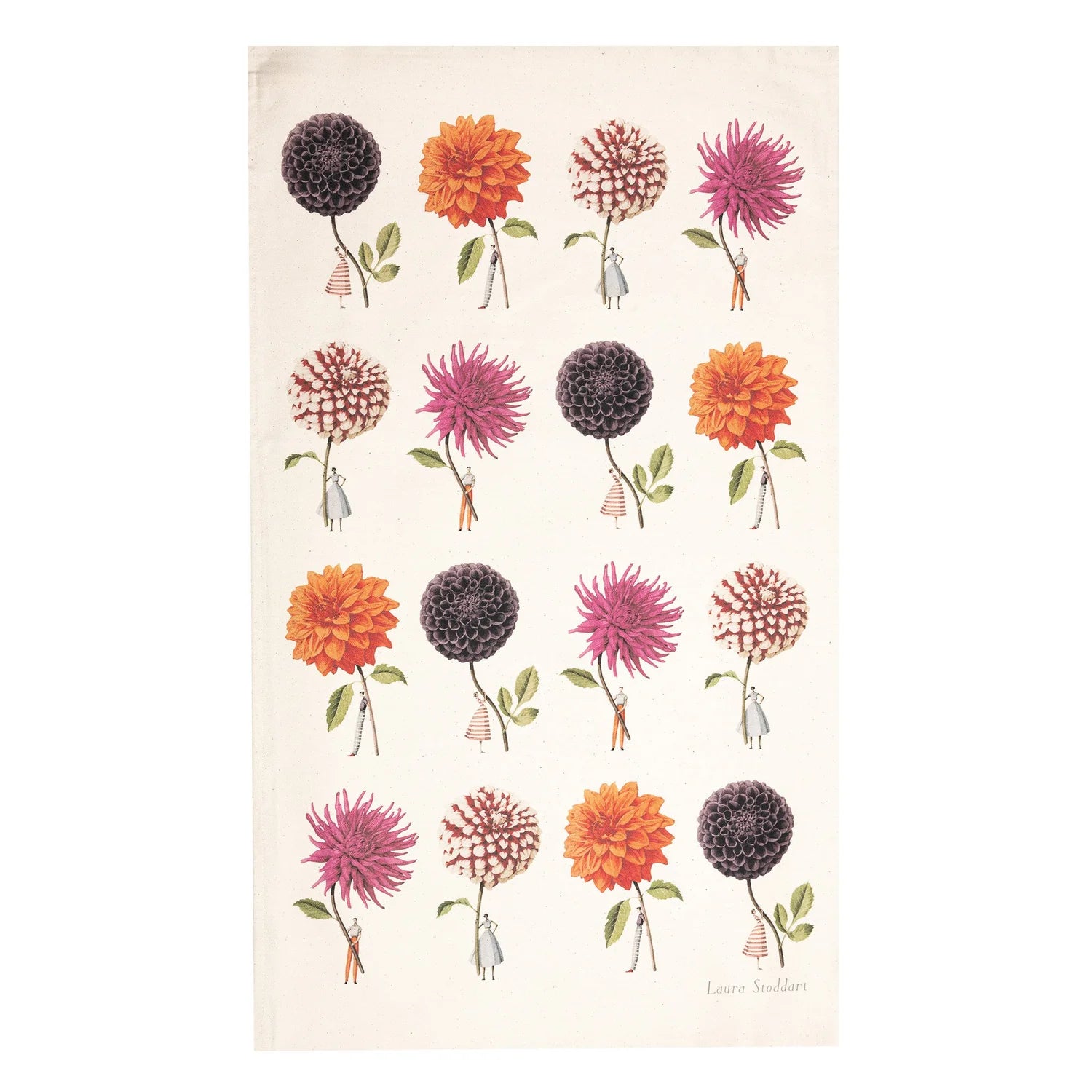 In Bloom Dahlias Multi Flower Tea Towel Laura Stoddart