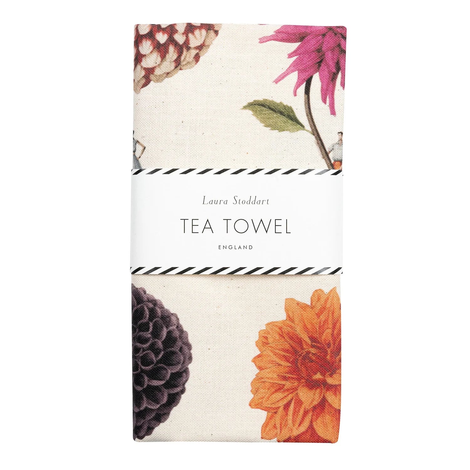In Bloom Dahlias Multi Flower Tea Towel Laura Stoddart
