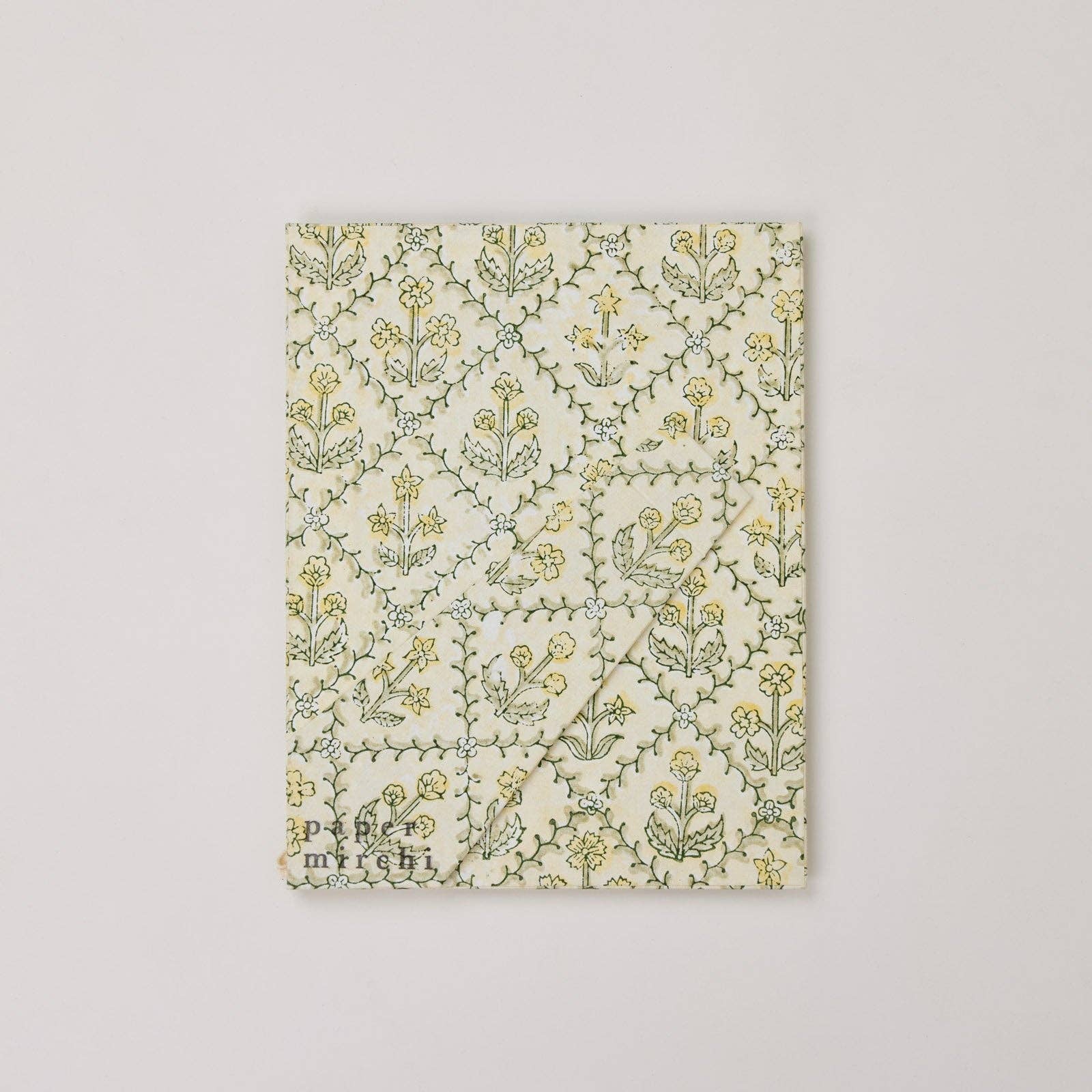 Hand Block Printed Recycled Cotton Picture Frame (4x6) - Cream Floral Lattice