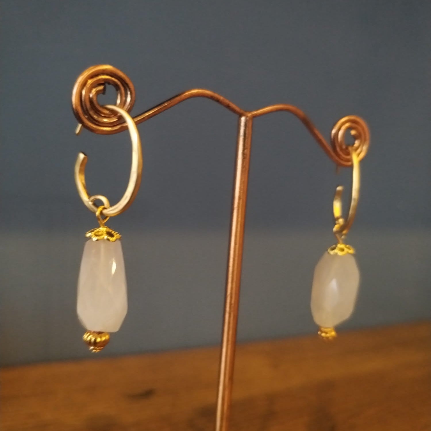 Smoky Crystal Drop Hoop Earrings Handmade in Bristol