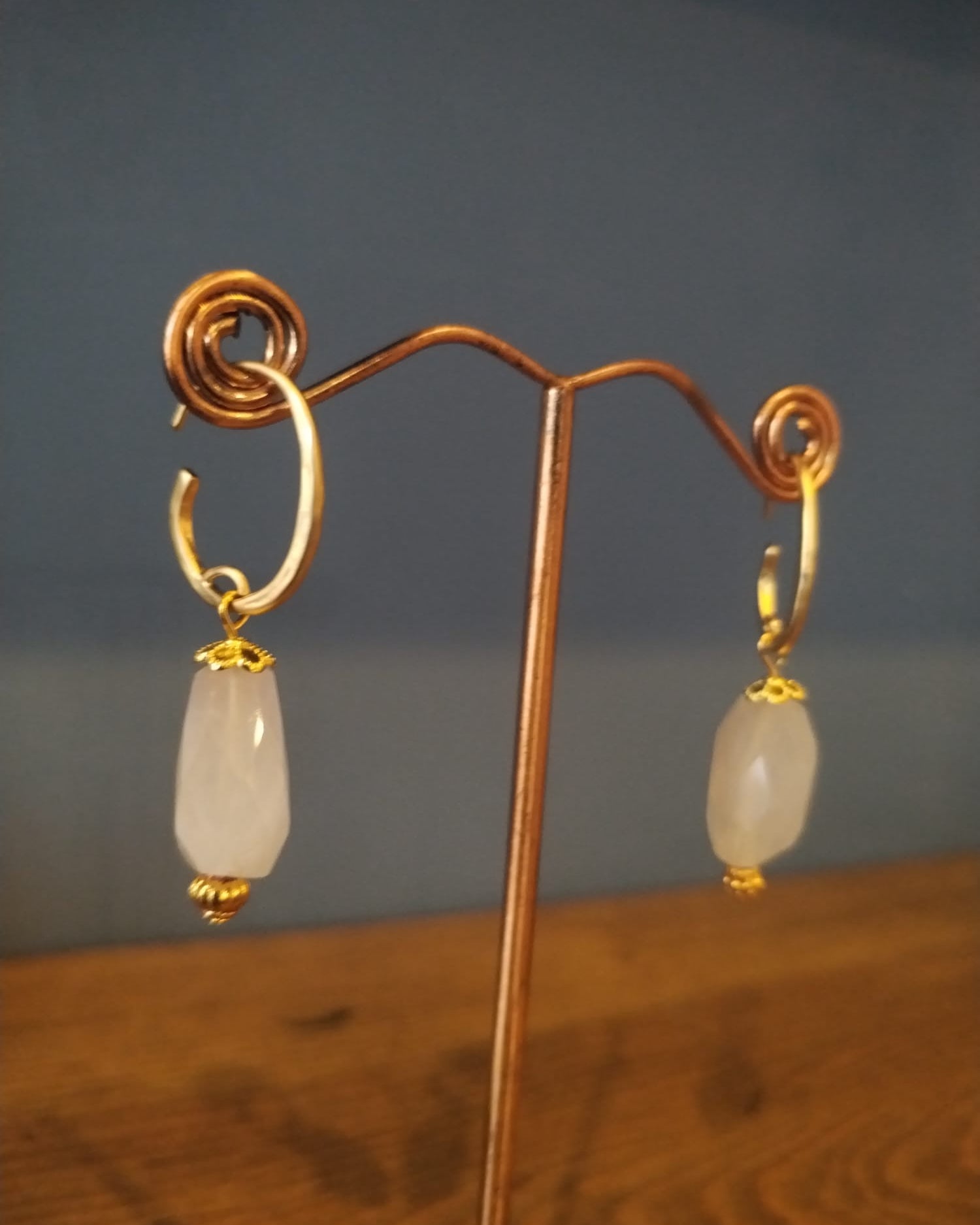 Smoky Crystal Drop Hoop Earrings Handmade in Bristol