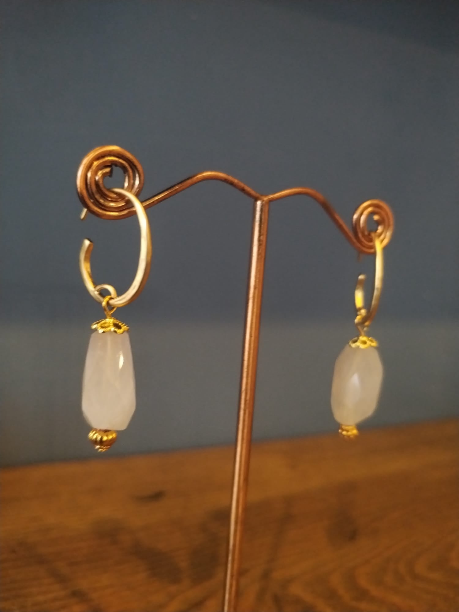 Smoky Crystal Drop Hoop Earrings Handmade in Bristol