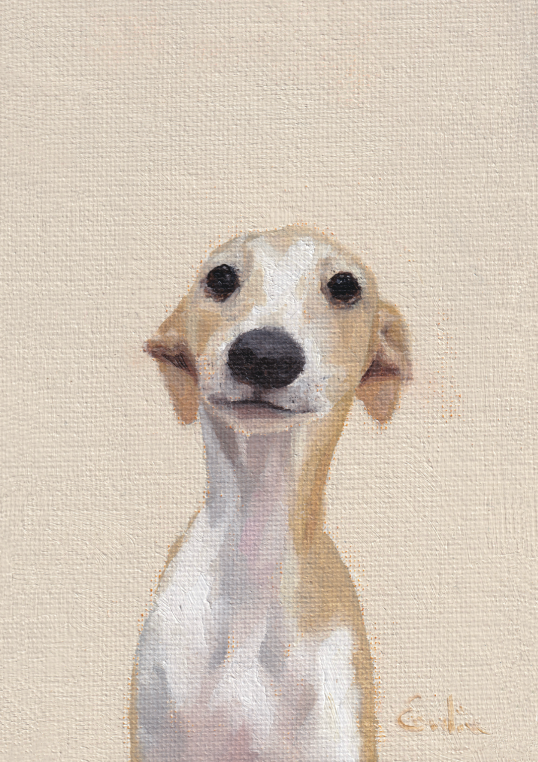 Whippet Greetings Card 6 x 4 by Emeline Watchorn