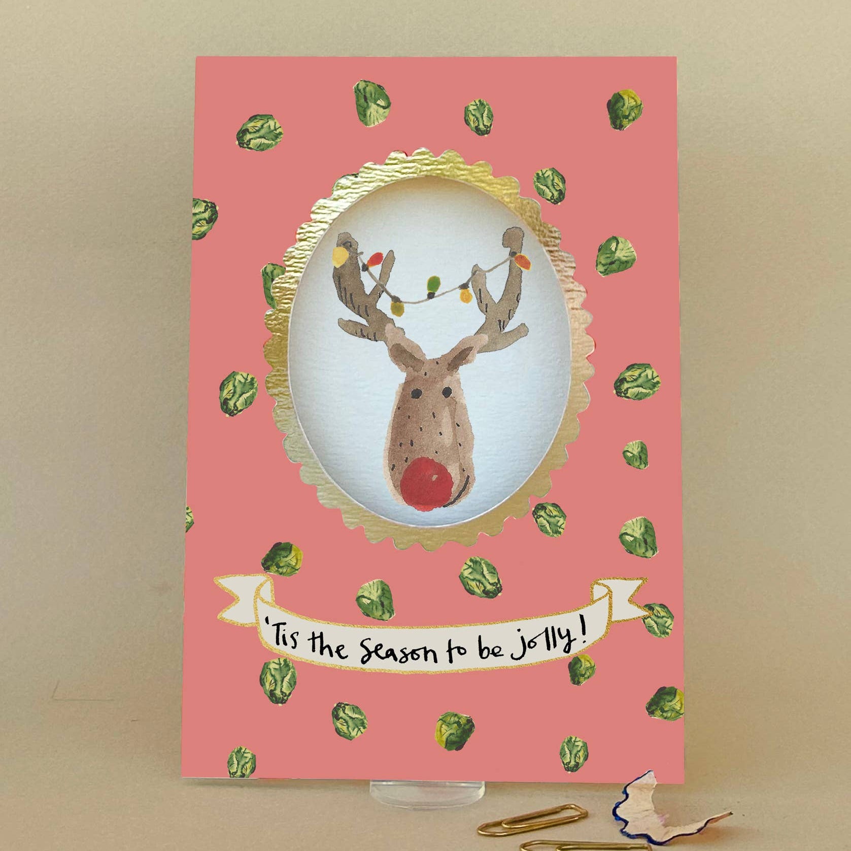 ’Tis the Season to Be Jolly Reindeer Christmas Card