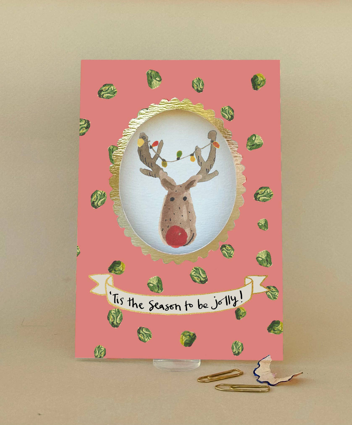 ’Tis the Season to Be Jolly Reindeer Christmas Card