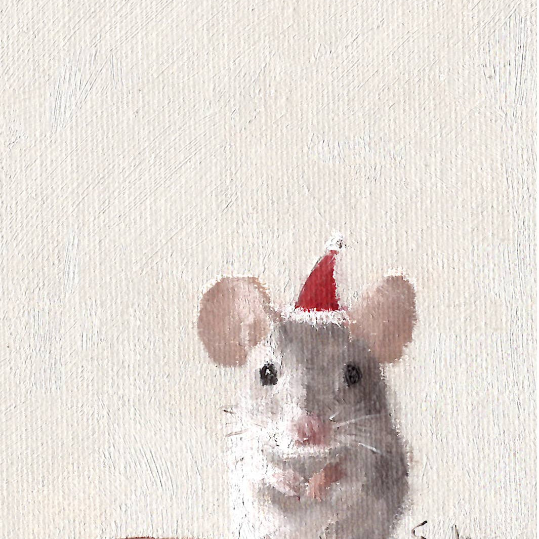 Christmas Mouse Greetings Card A7 by Emeline Watchorn