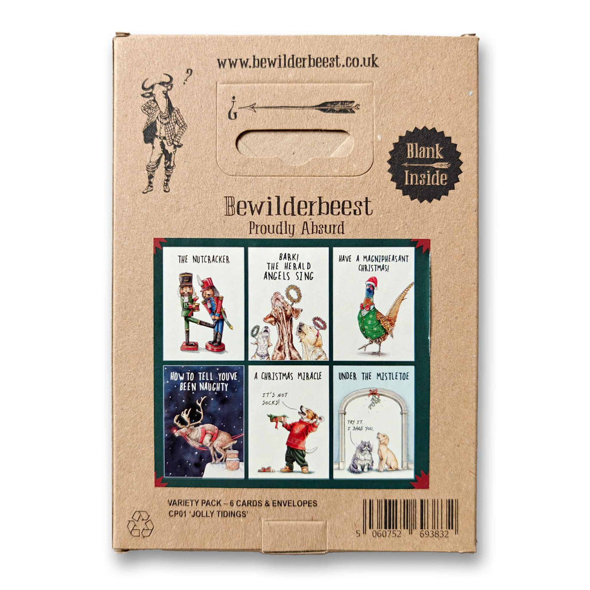 Jolly Tidings Christmas Card Set – Box of 6 Assorted A6 Cards by Bewilderbeest