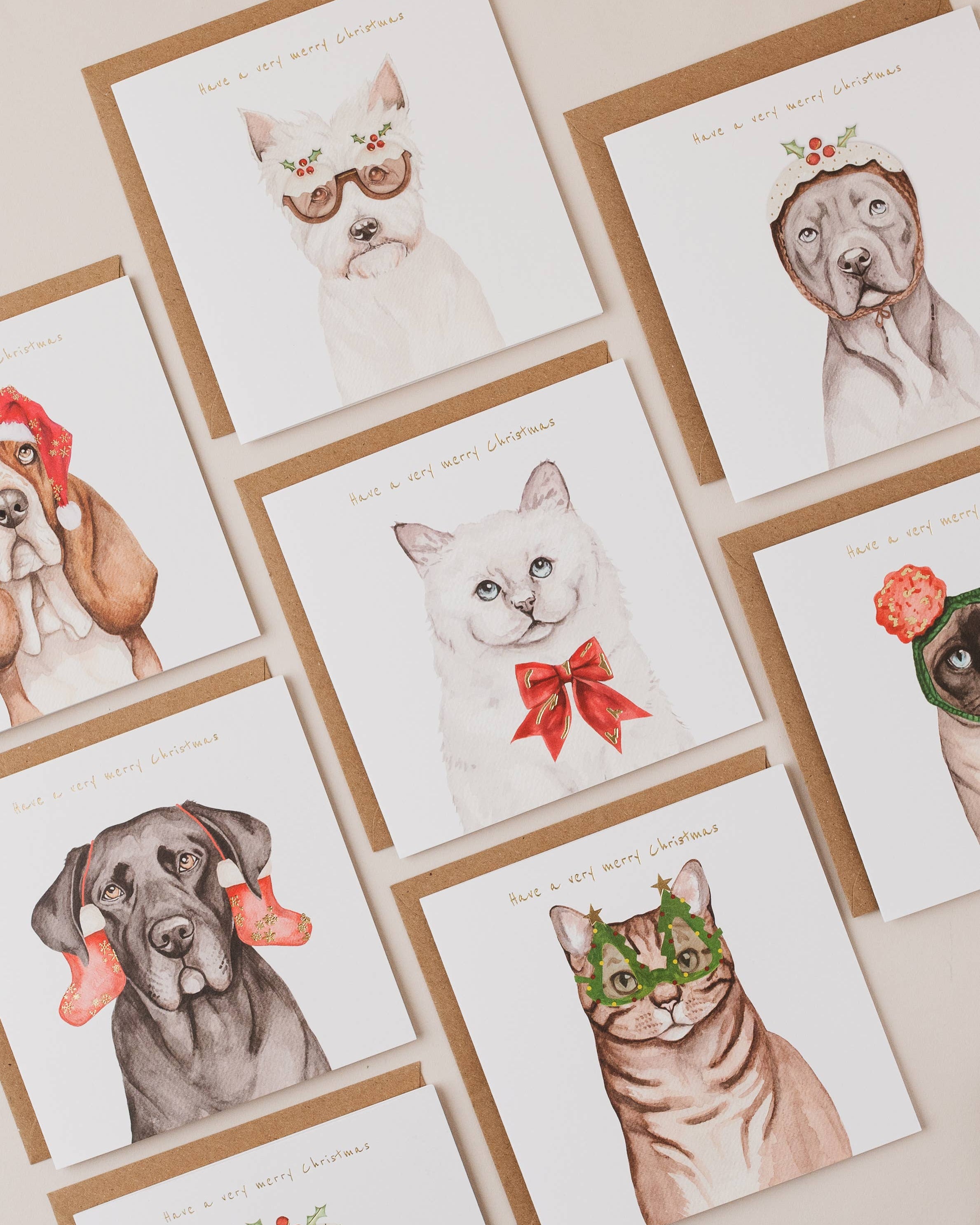 Burmese Cat Christmas Card with Woolly Hat by Lil Wabbit