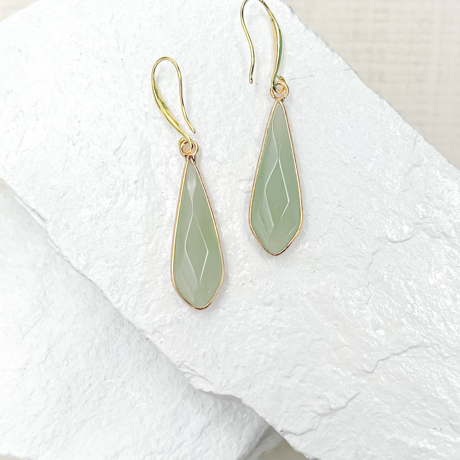 Aventurine Droplet Earrings with 18k Gold-Plated Hooks