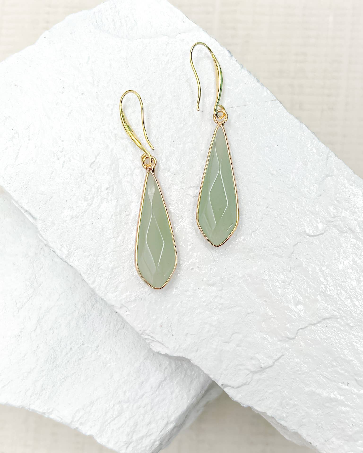 Aventurine Droplet Earrings with 18k Gold-Plated Hooks