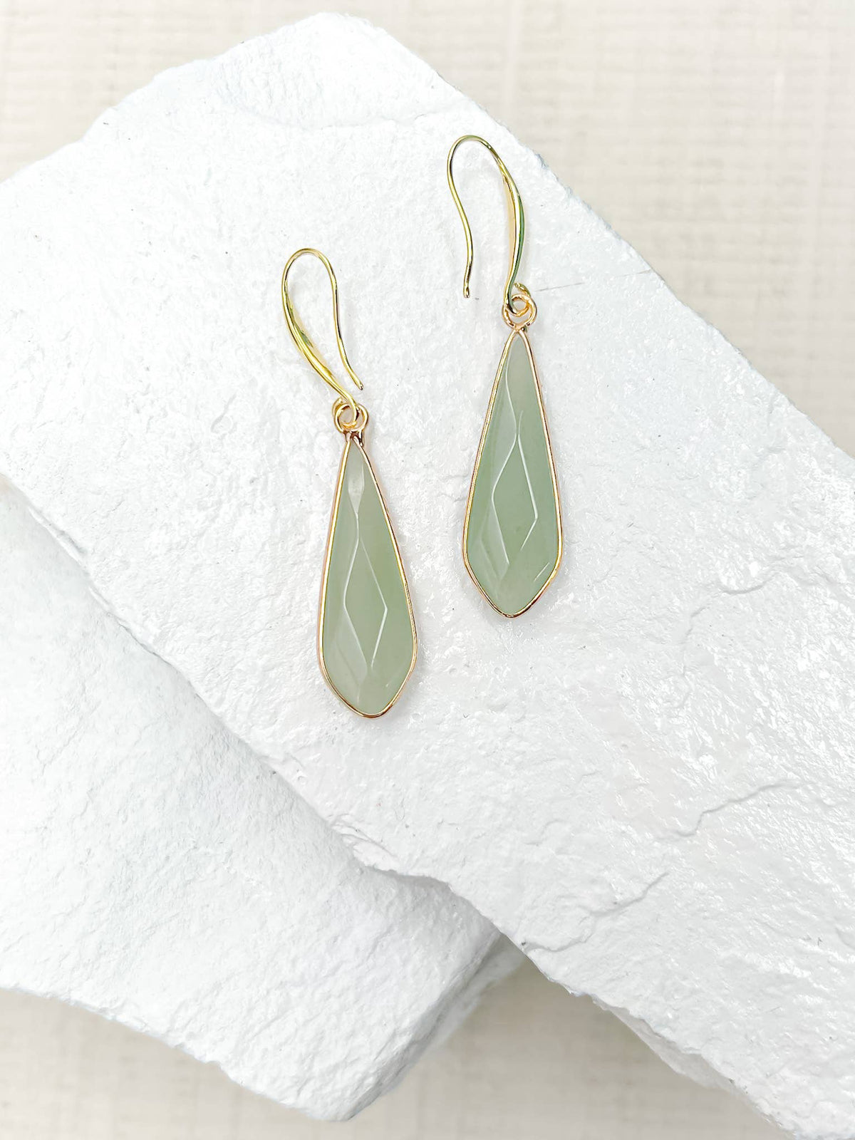 Aventurine Droplet Earrings with 18k Gold-Plated Hooks