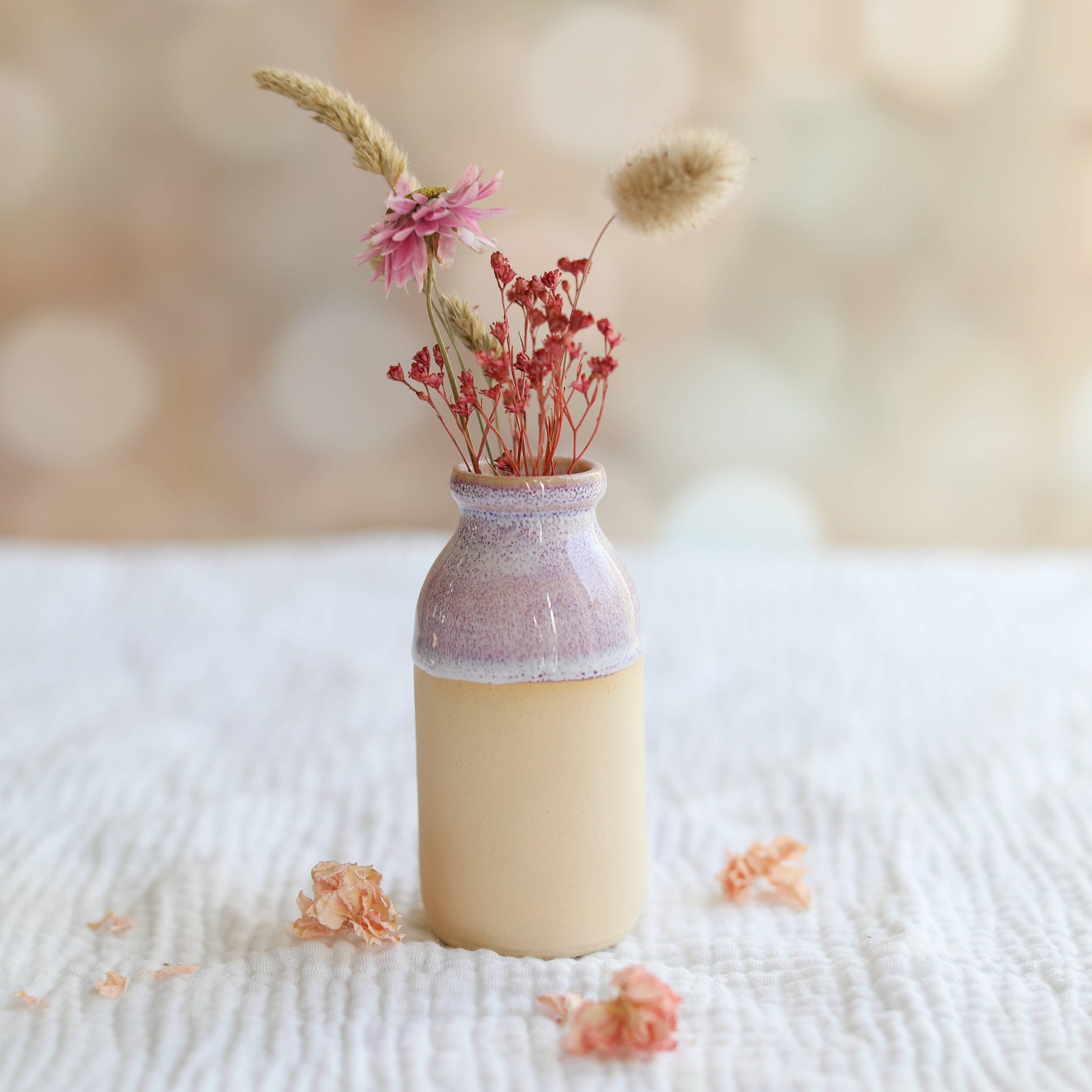 Ceramic Milk Bottle Vase Mustard Yellow - Handmade Ceramic Vase