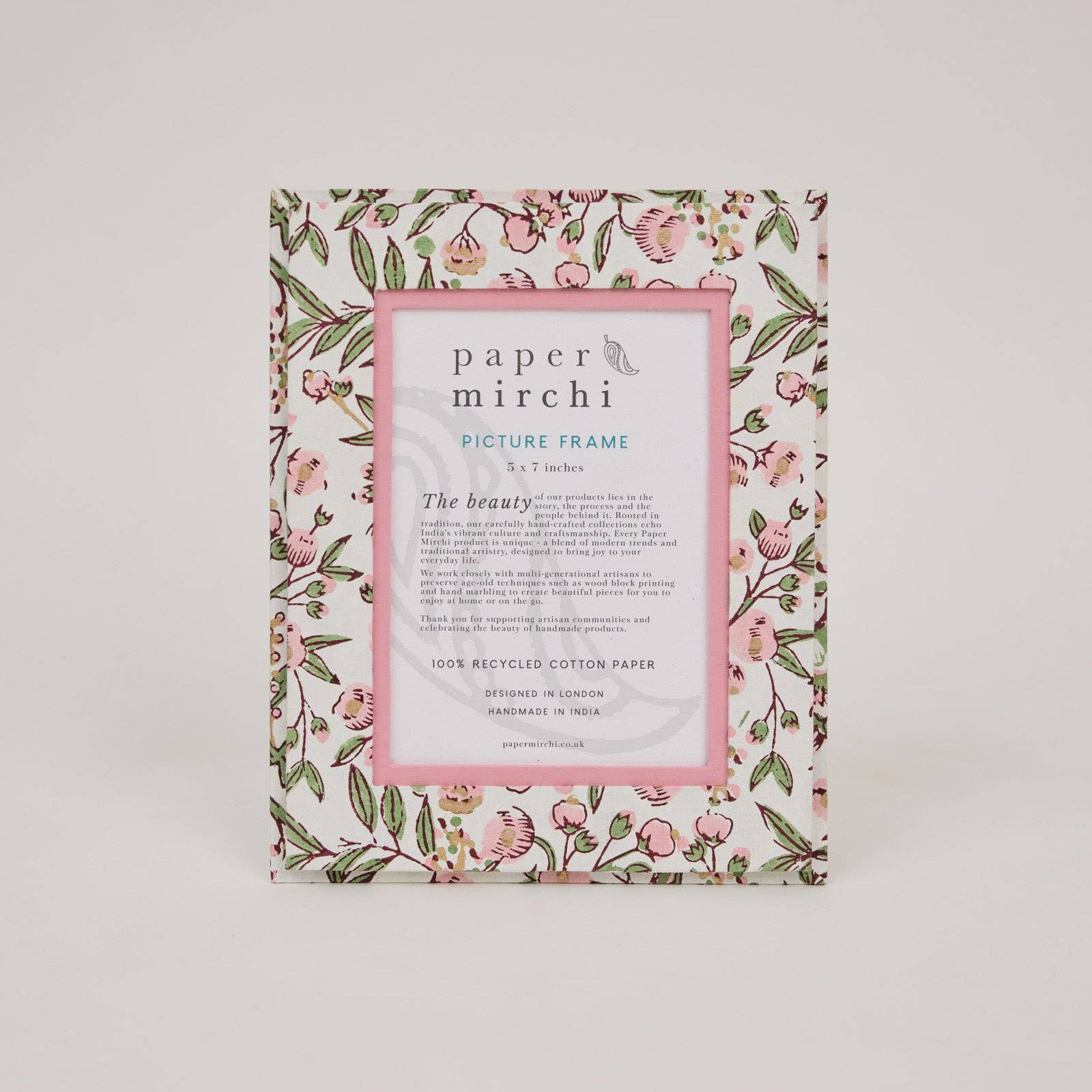 Block Printed Picture Frame (5x7) - Song Birds Blush
