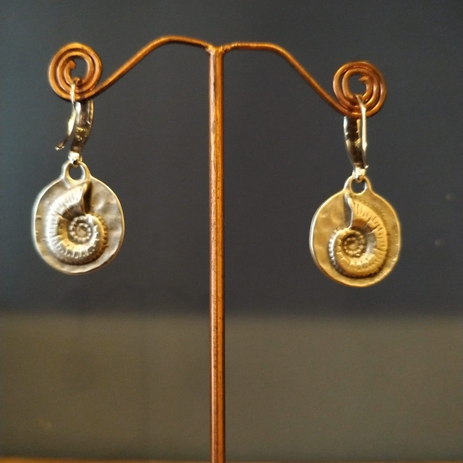 Silver Ammonite Drop Earrings – Handmade in Bristol
