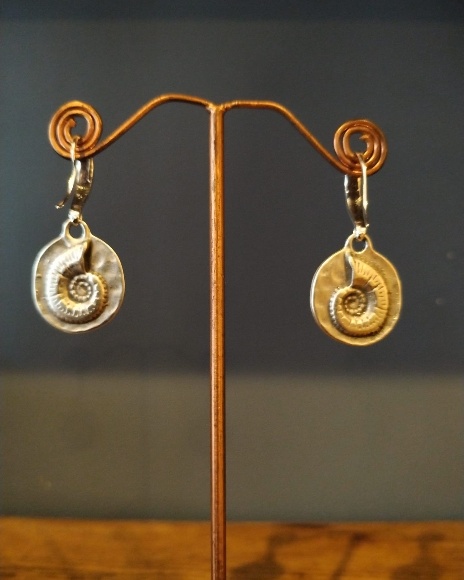 Silver Ammonite Drop Earrings – Handmade in Bristol