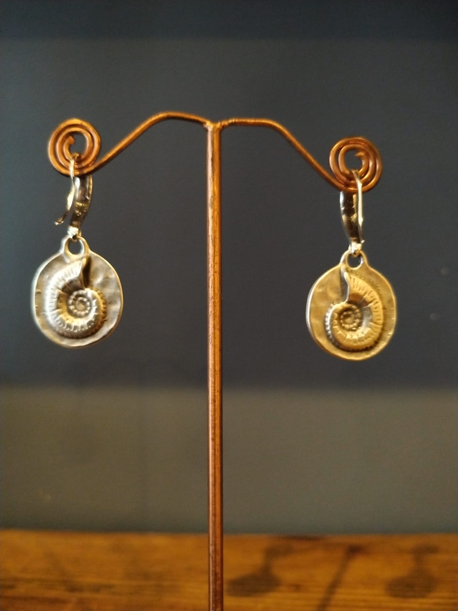 Silver Ammonite Drop Earrings – Handmade in Bristol