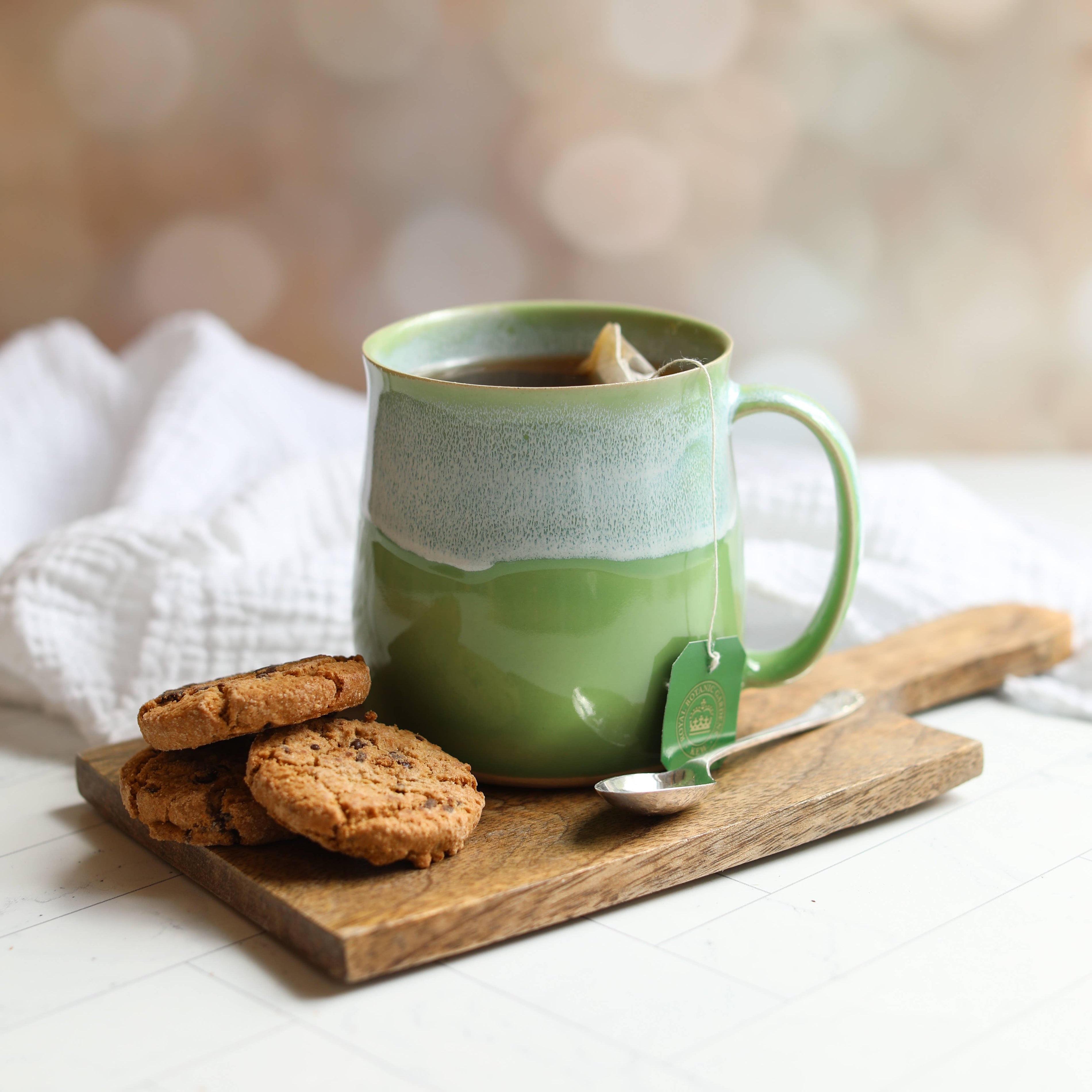 Pea Green Handmade Ceramic Coffee Mug by Glosters Pottery