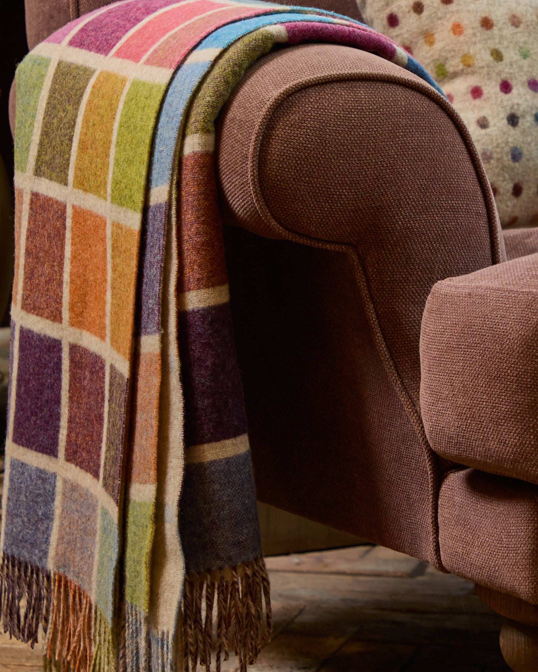 Multi Block Merino Wool Throw in Multi by Bronte Moon
