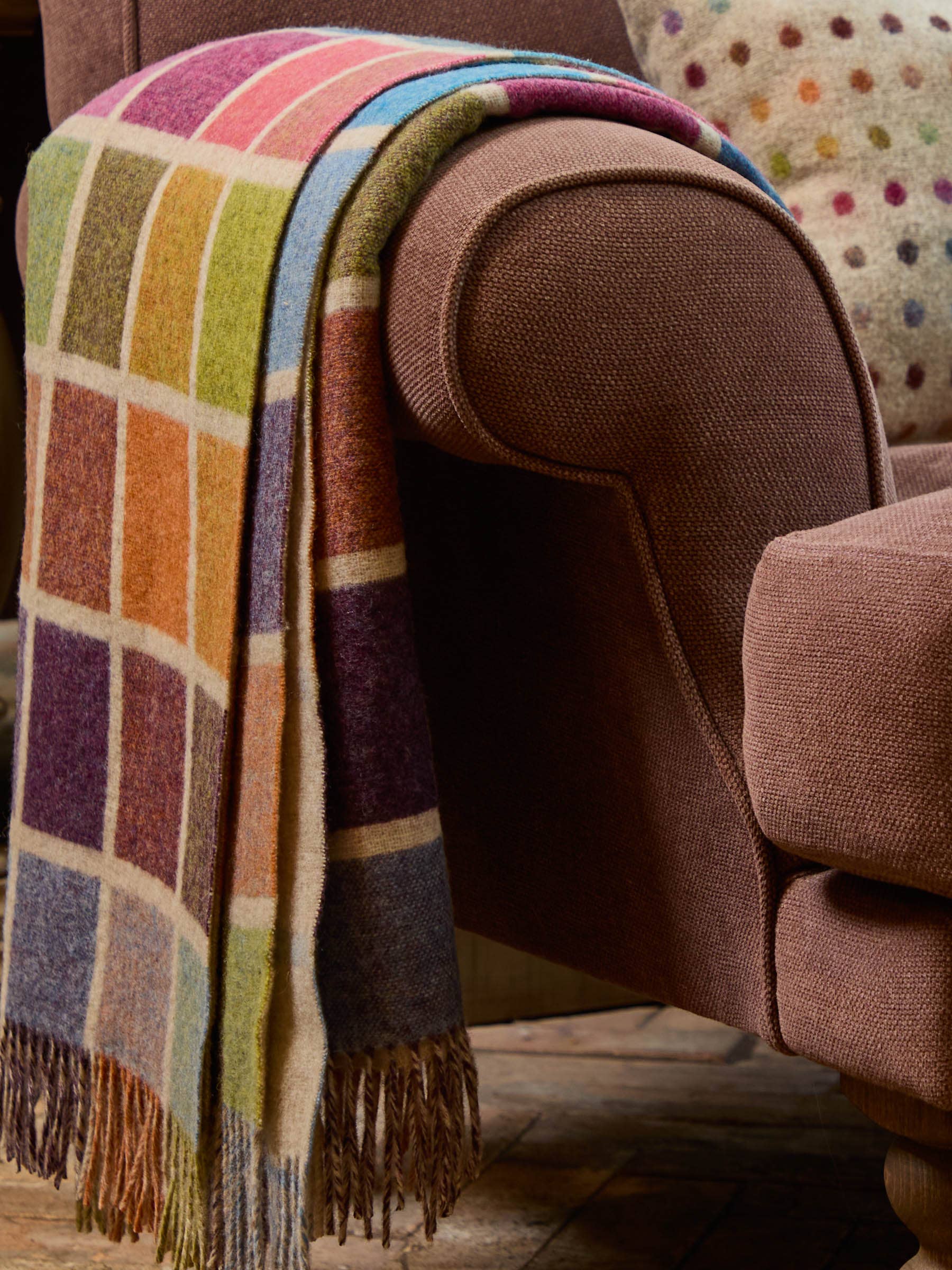 Multi Block Merino Wool Throw in Multi by Bronte Moon