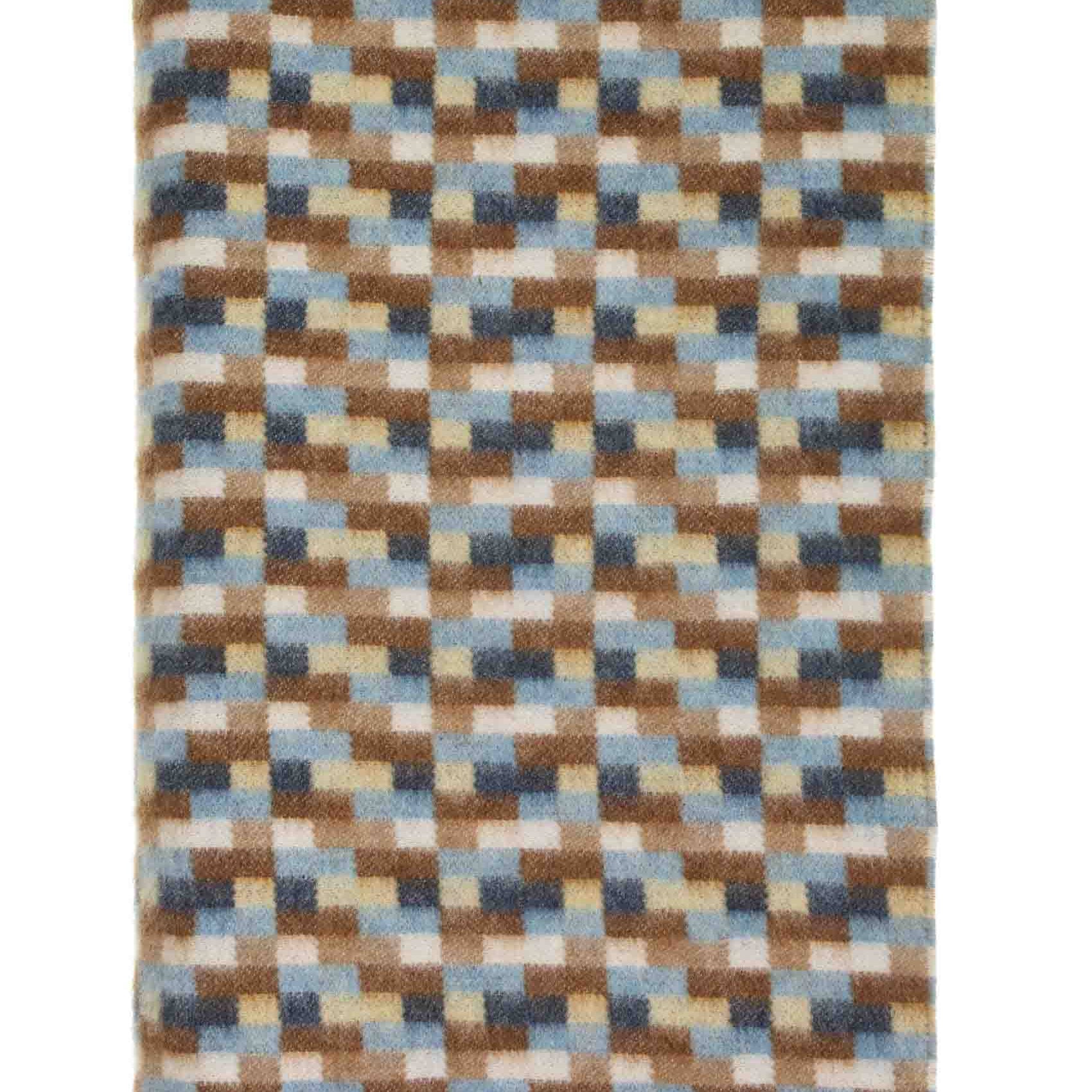 Blue and Camel Bricks Merino Wool Throw by Bronte by Moon