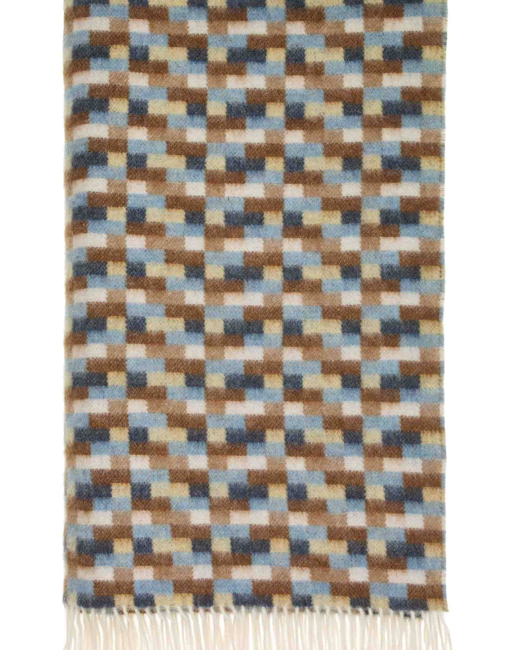 Blue and Camel Bricks Merino Wool Throw by Bronte by Moon