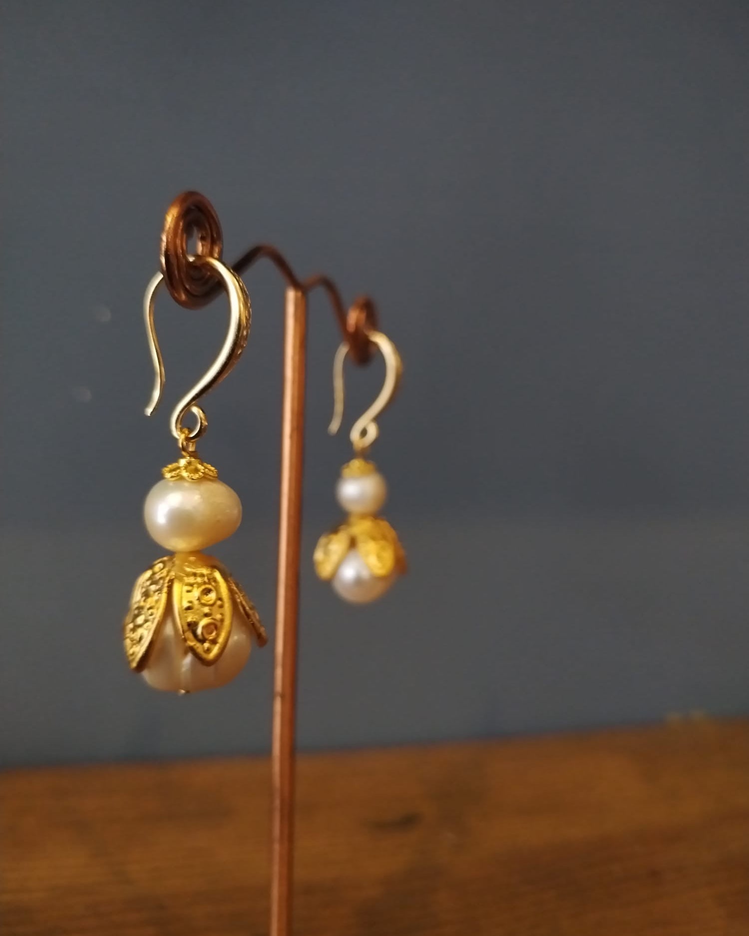 Classic Gold Bud & Pearl Earrings