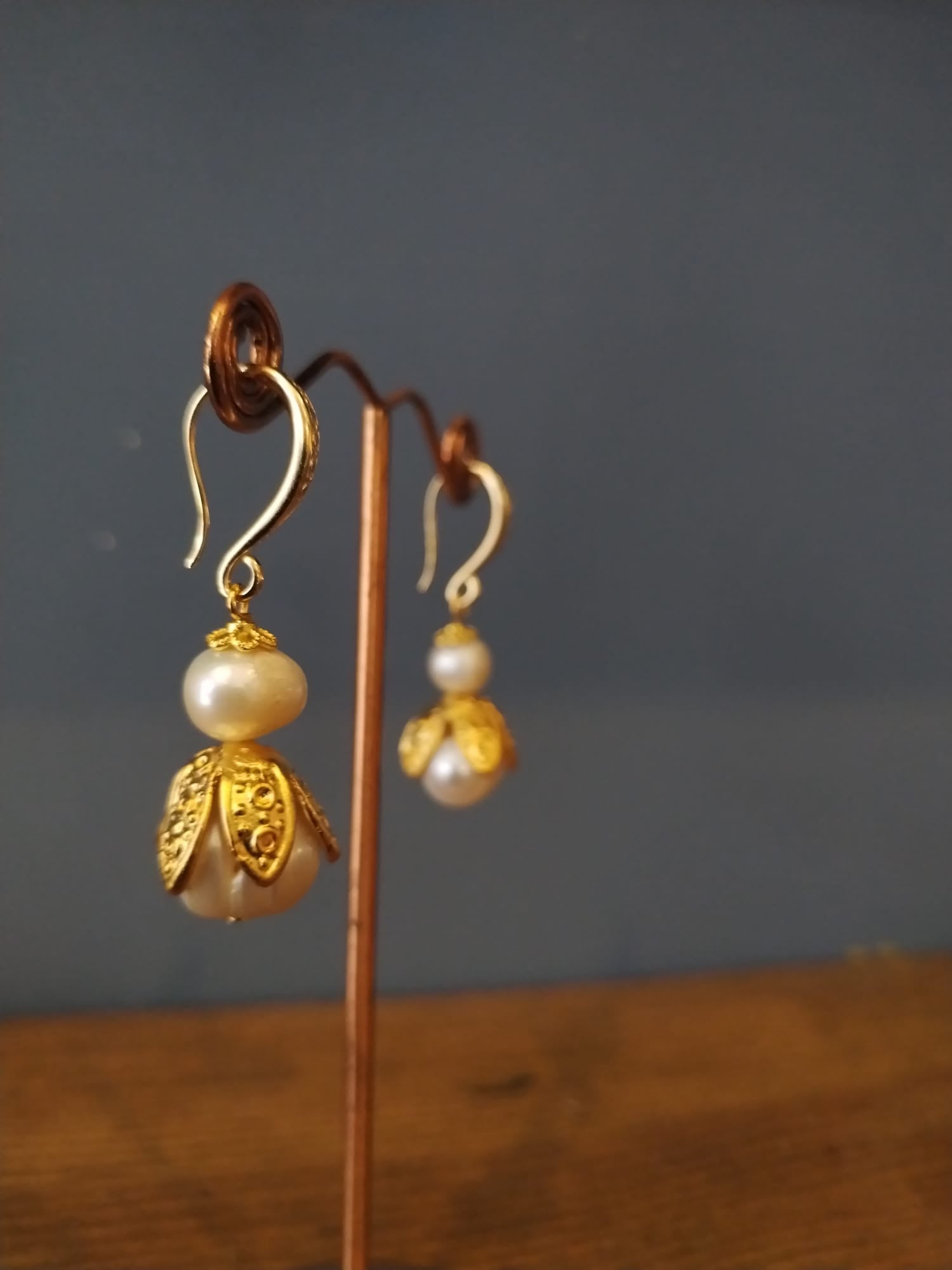 Classic Gold Bud & Pearl Earrings