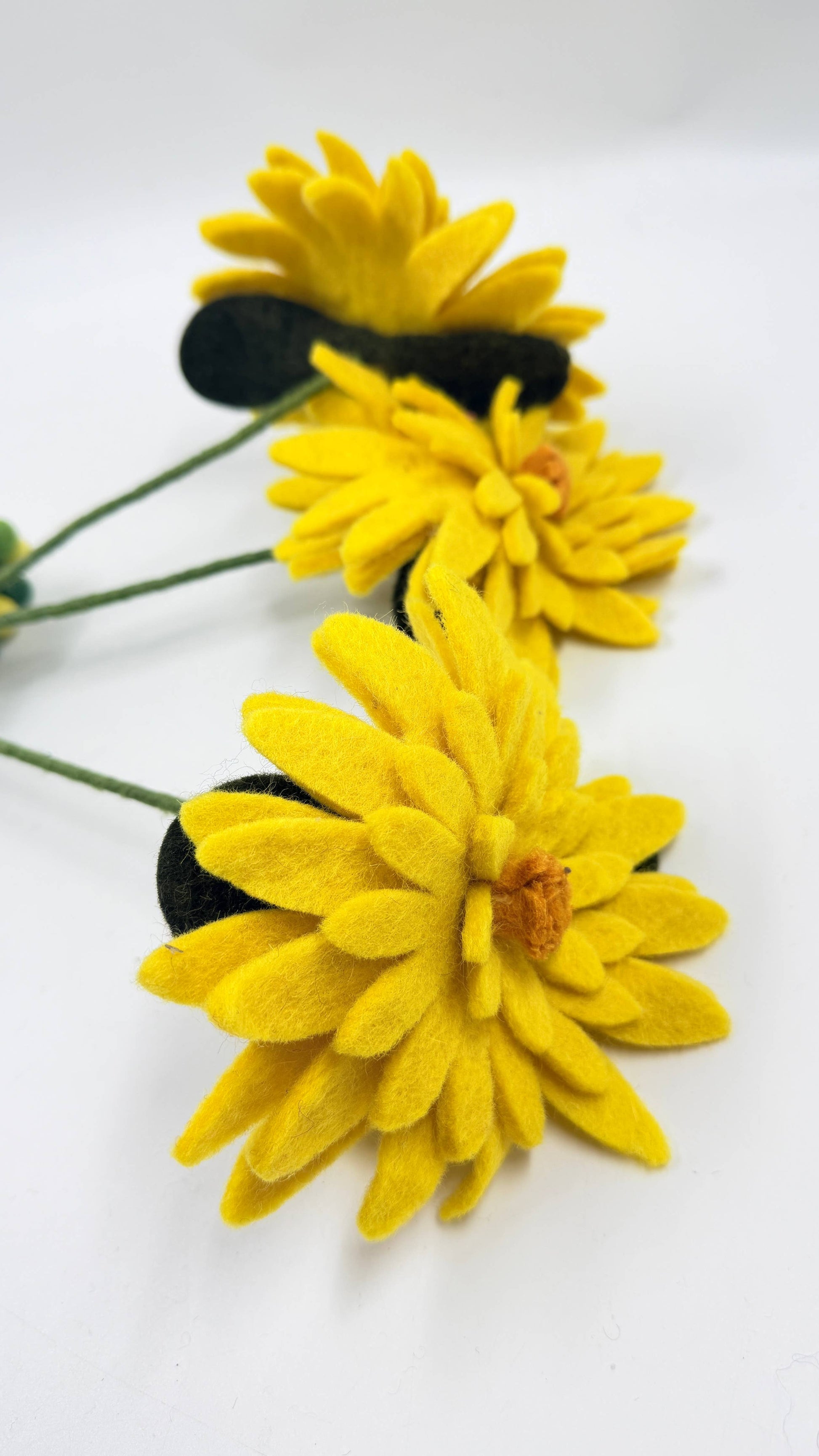 Felt Sunflower Stem – Handmade Yellow Felt Flower Decoration