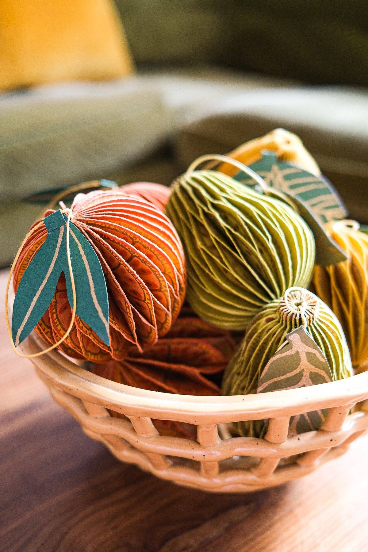 Orange Honeycomb Paper Christmas Decoration