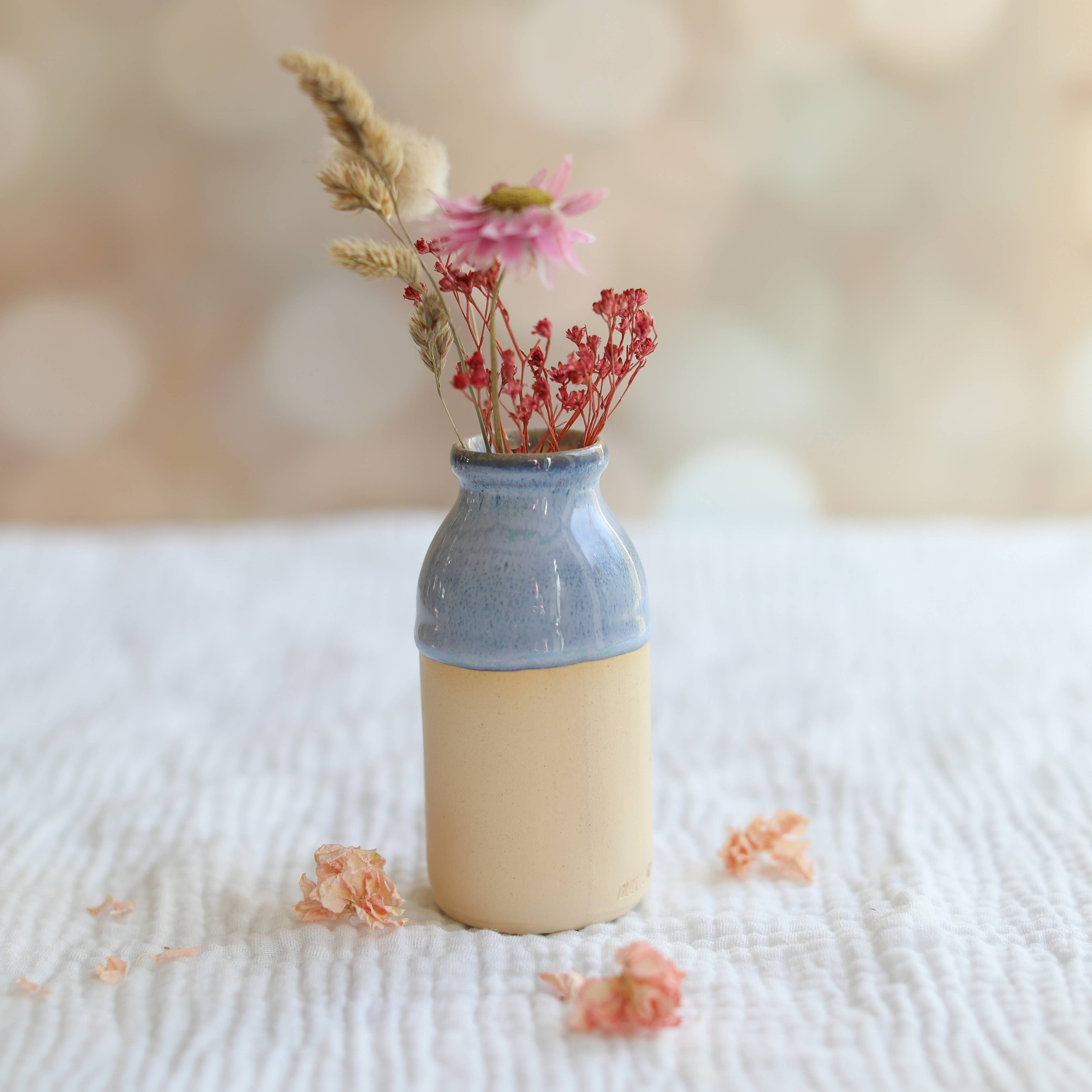 Ceramic Milk Bottle Vase , Midnight Blue Handmade Ceramic Vase