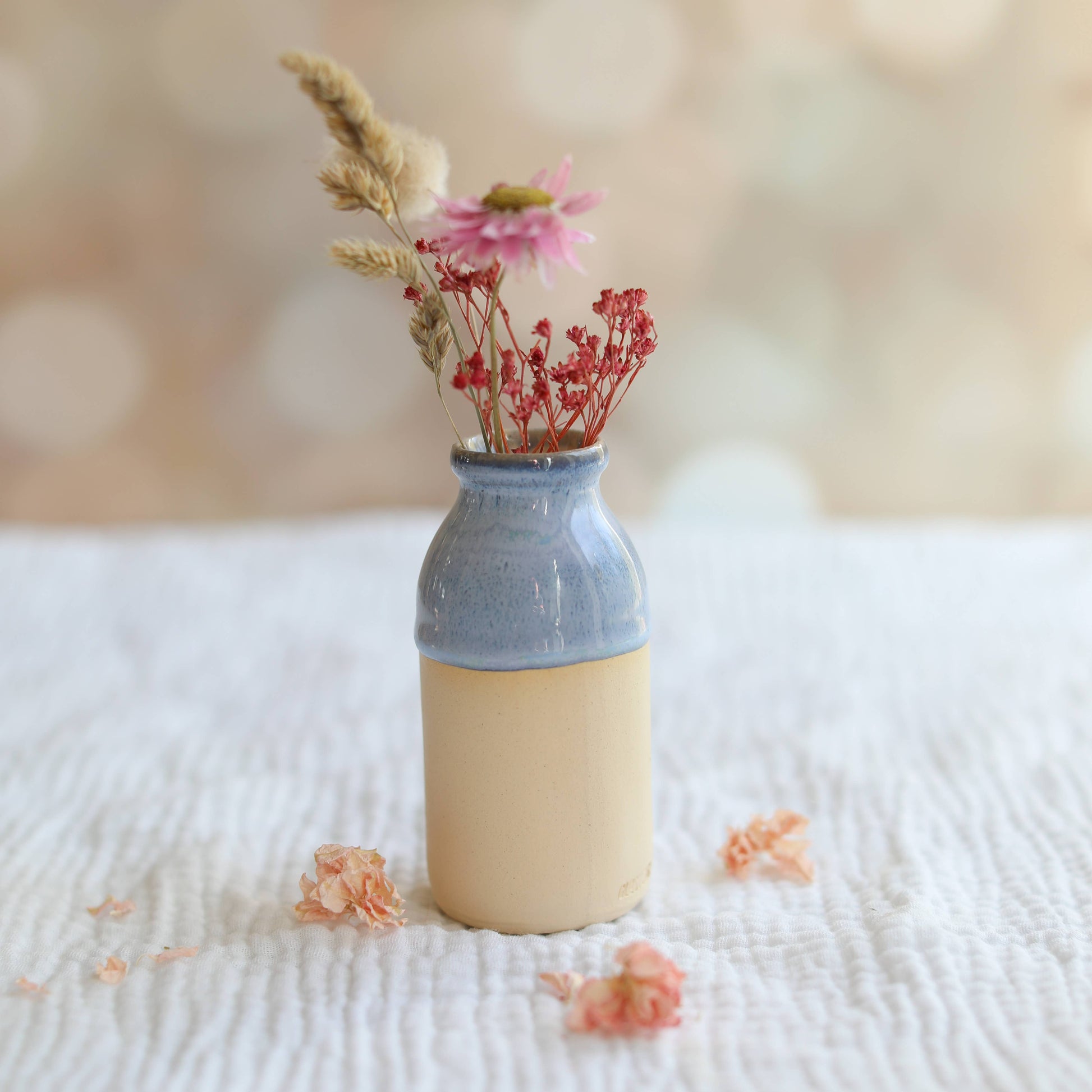 Ceramic Milk Bottle Vase Pea Green - Handmade Ceramic Vase