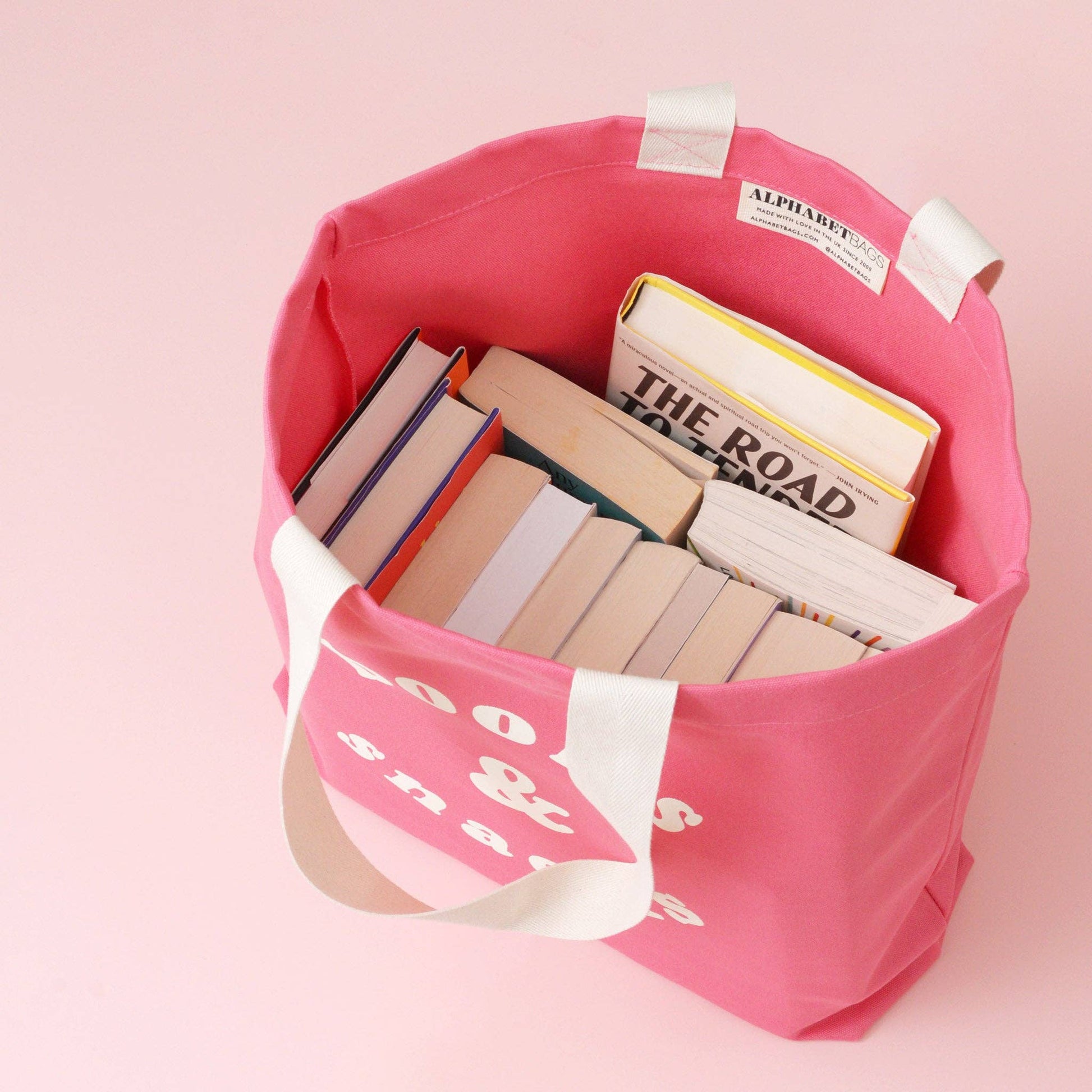 Books & Snacks - Bright Pink Canvas Tote Bag