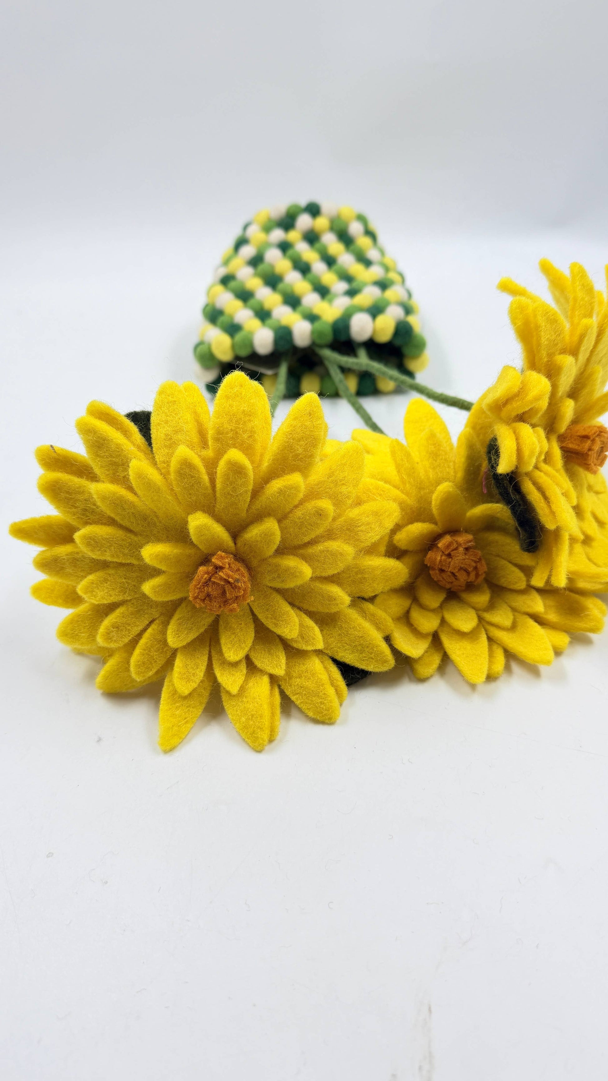Felt Sunflower Stem – Handmade Yellow Felt Flower Decoration