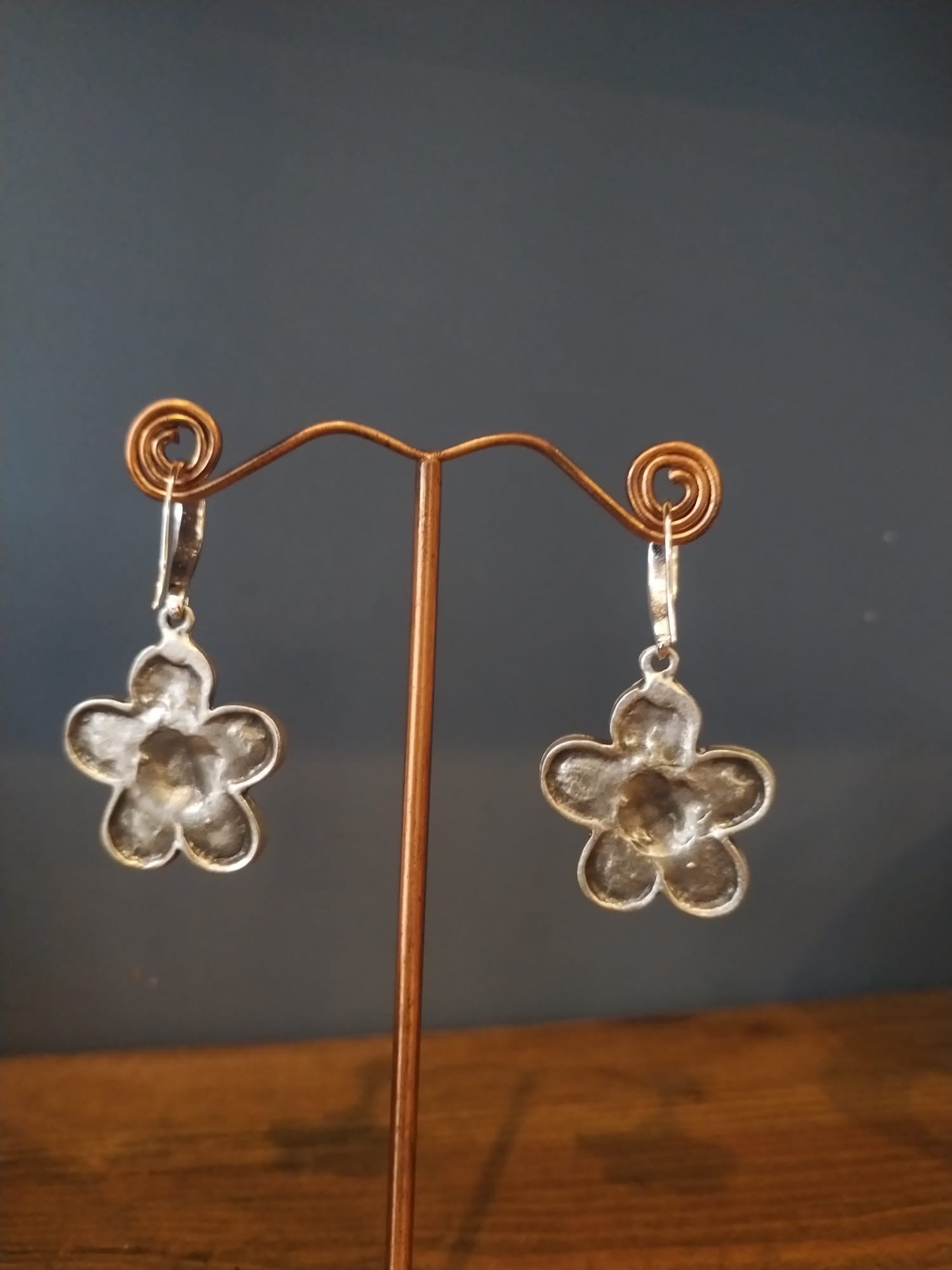 Handmade Pretty Silver Flower Drop Earrings by Diana in Bristol