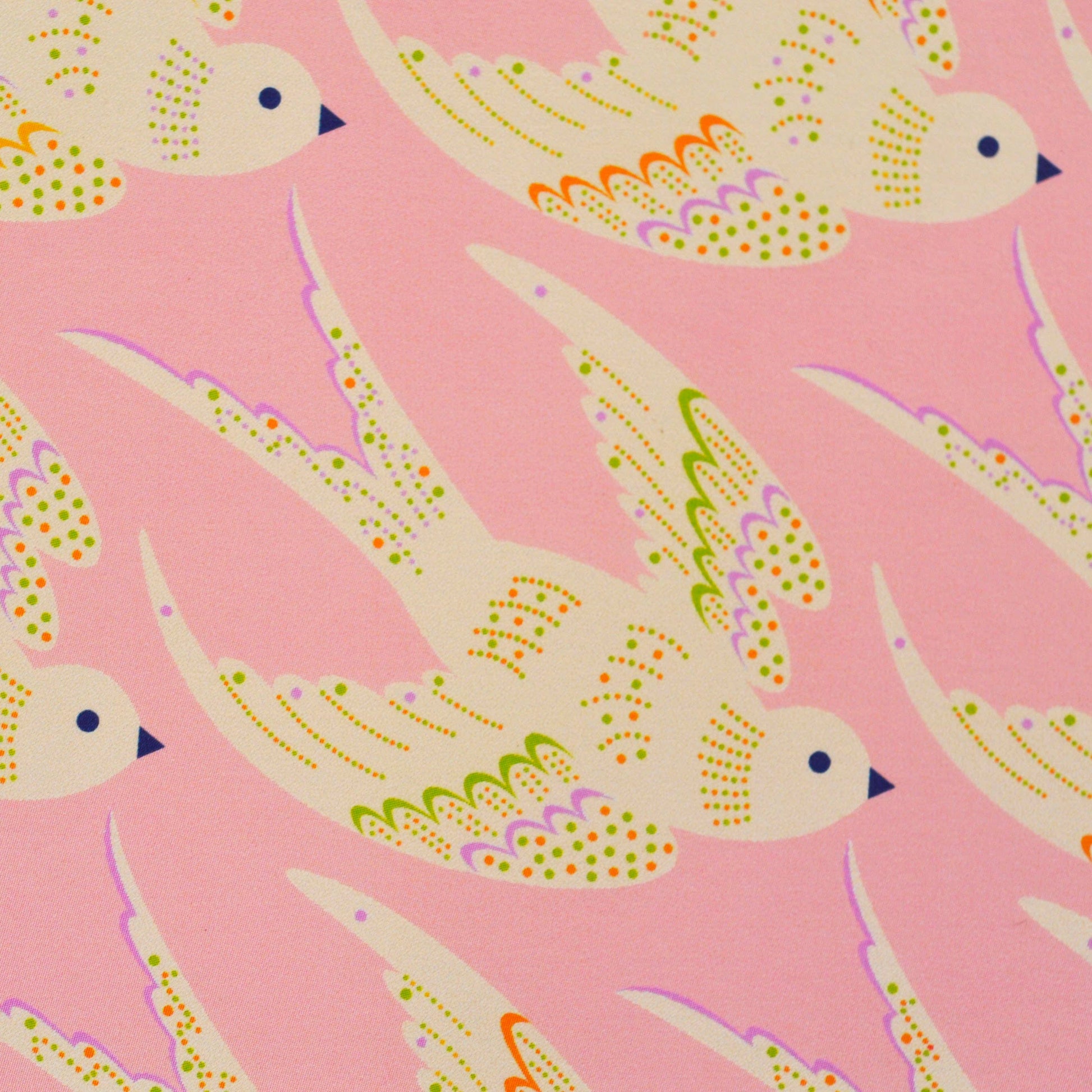Illustrated Birds in Flight Greetings Card – Soft Pink