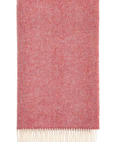 Herringbone Pure Wool Throw in Raspberry Ripple, Bronte by Moon