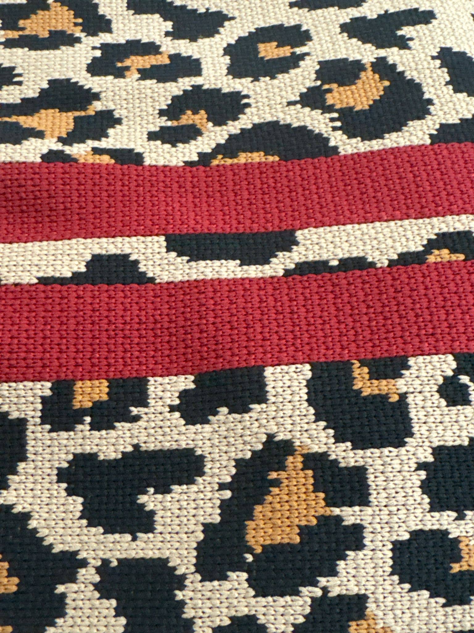 Leopard Print Knitted Knot Bag with Red Stripe Medium by Tokii