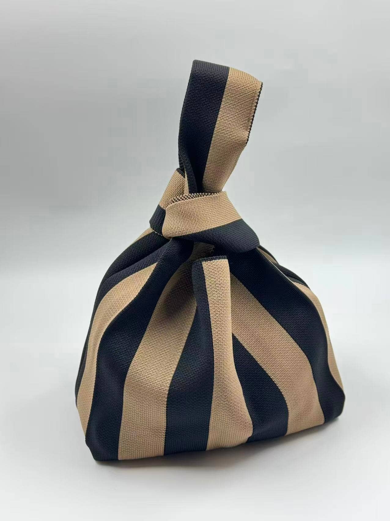 Black and Cream Striped Knitted Tote Bag by Tokii
