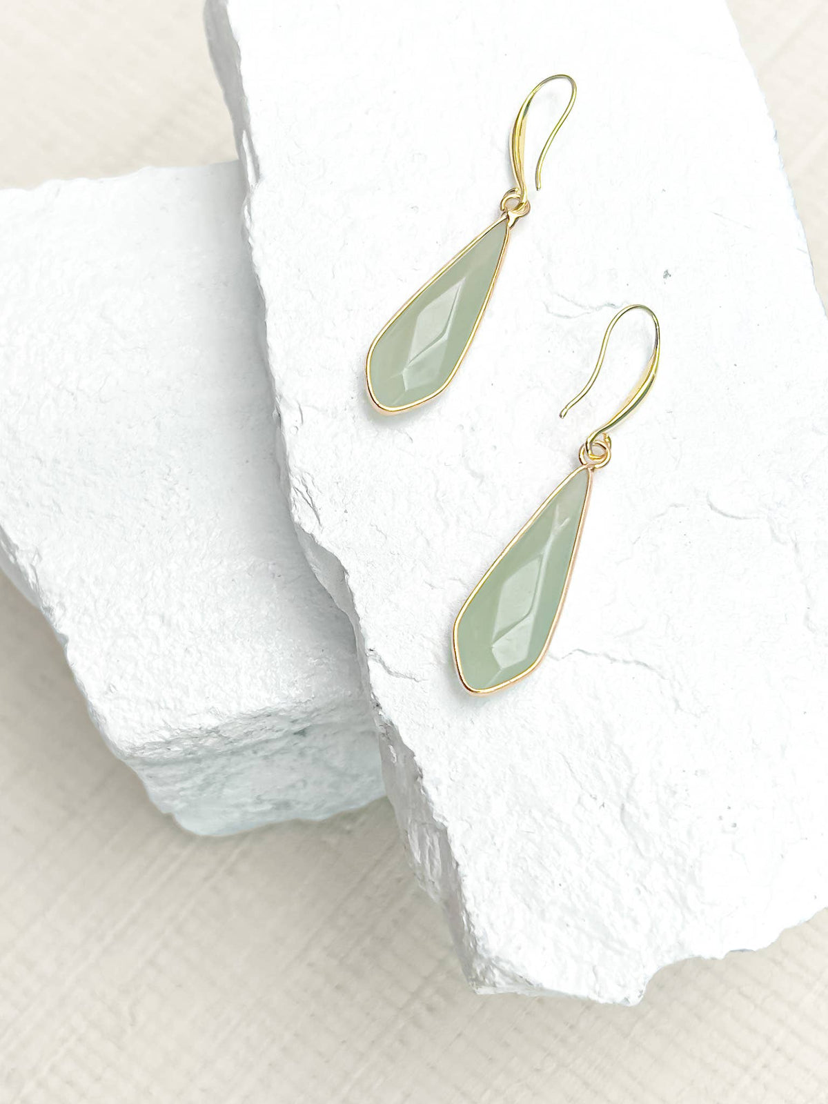 Aventurine Droplet Earrings with 18k Gold-Plated Hooks