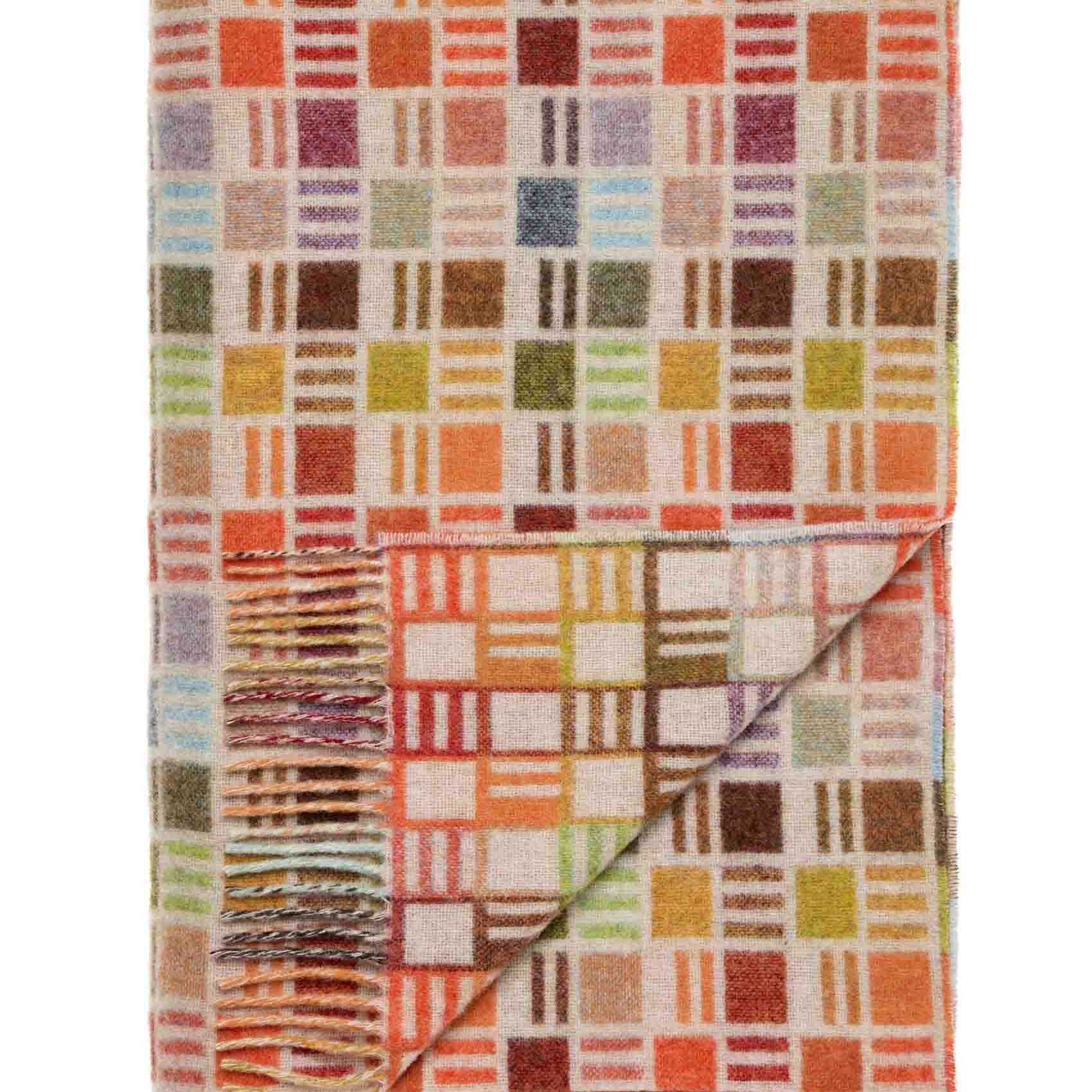 Ribbon Merino Wool Throw in Beige and Multi