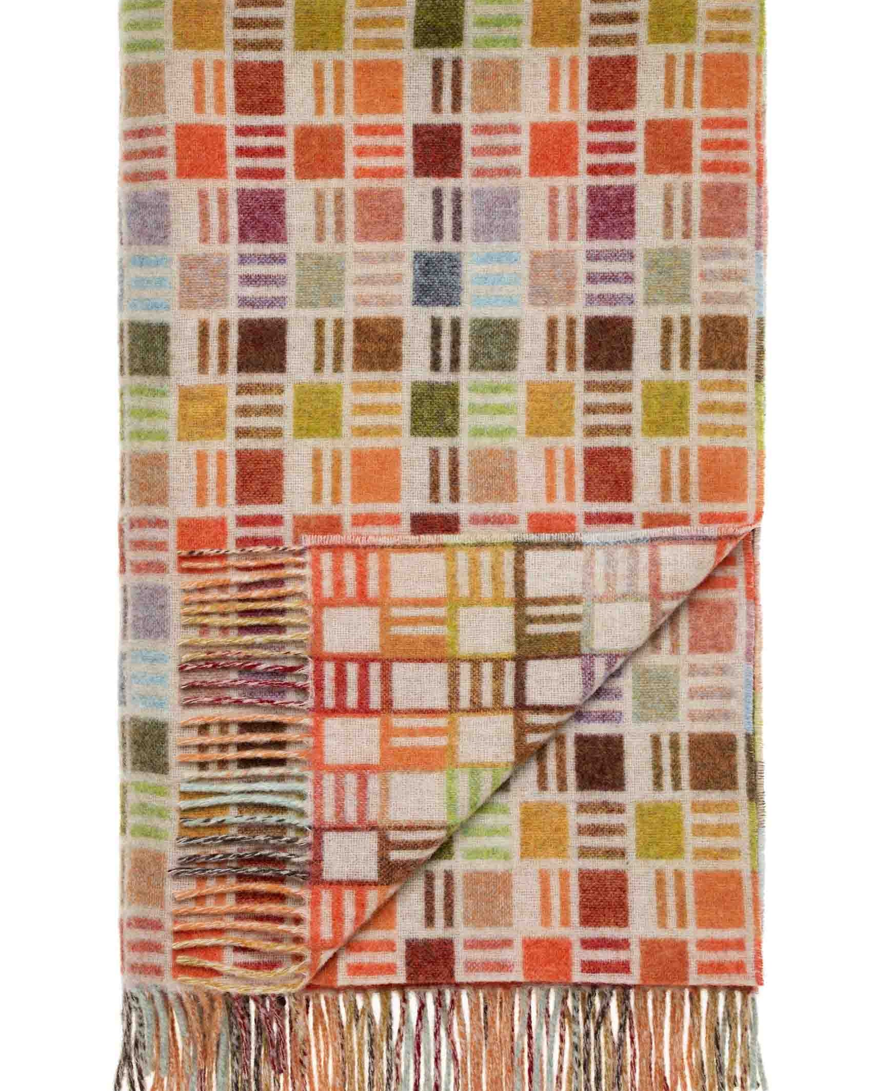 Ribbon Merino Wool Throw in Beige and Multi