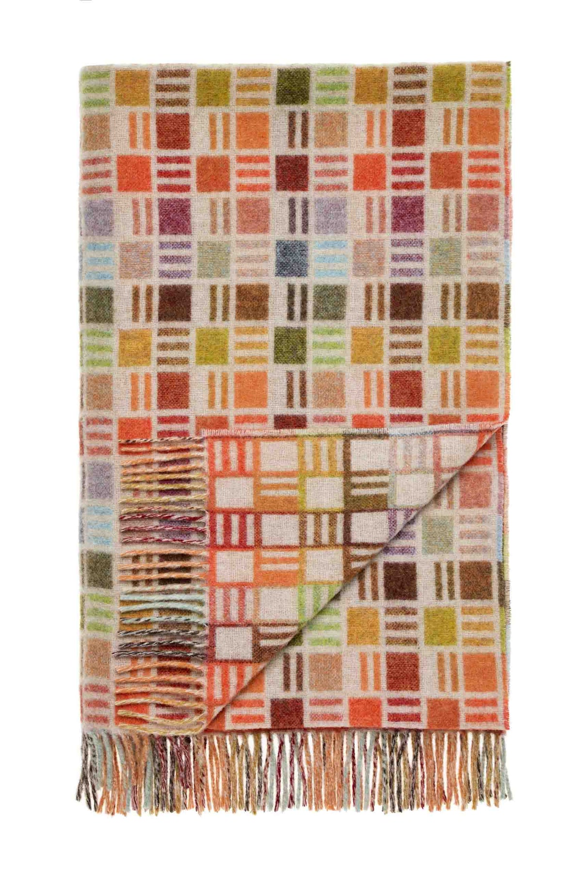 Ribbon Merino Wool Throw in Beige and Multi