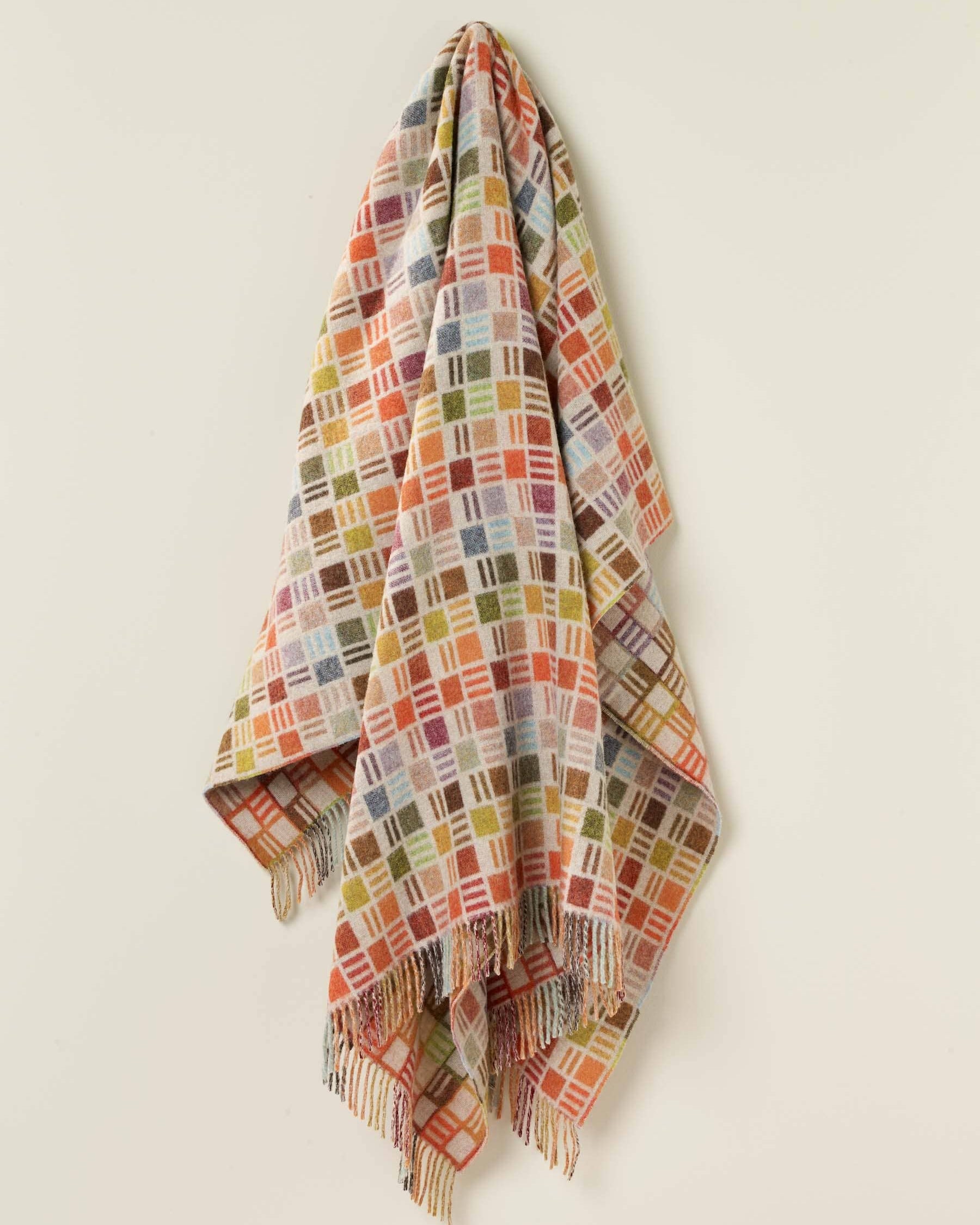 Ribbon Multi Colour Merino Throw: Grey/Multi